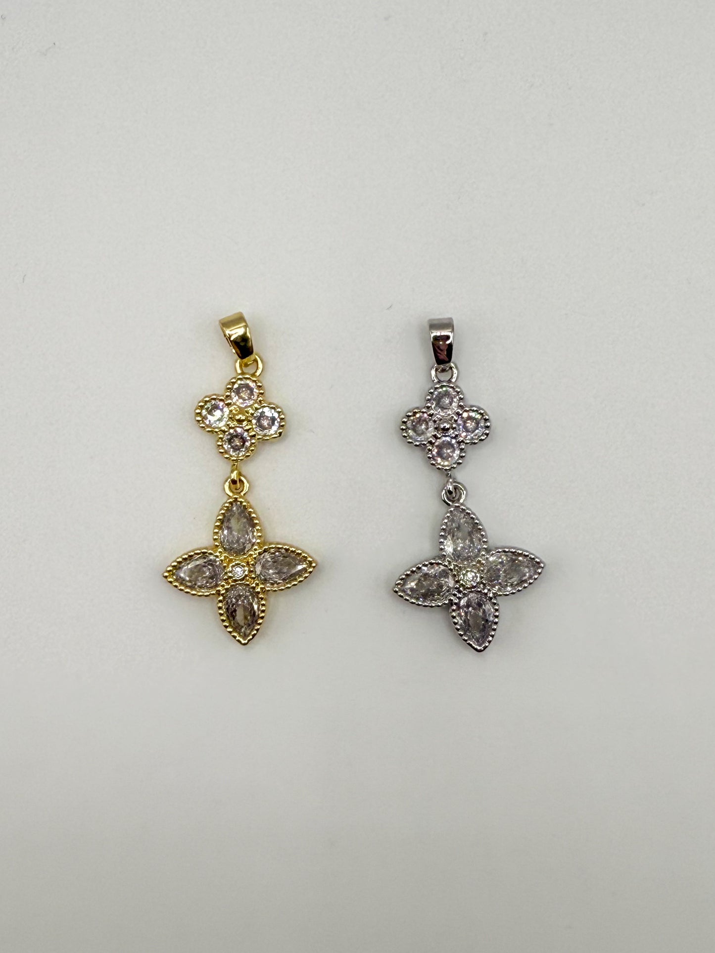Gold & Silver Double Clover Pendant
