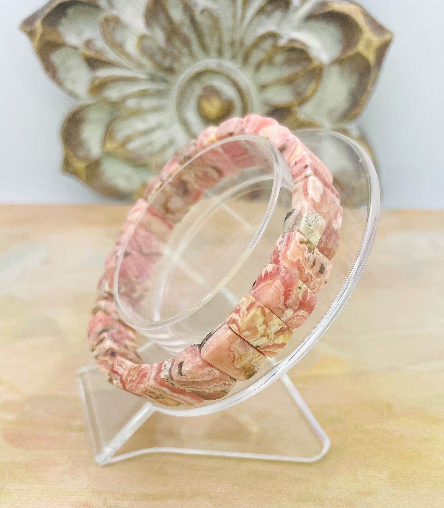 Natural Rhodochrosite Bangle Crystal Bracelet