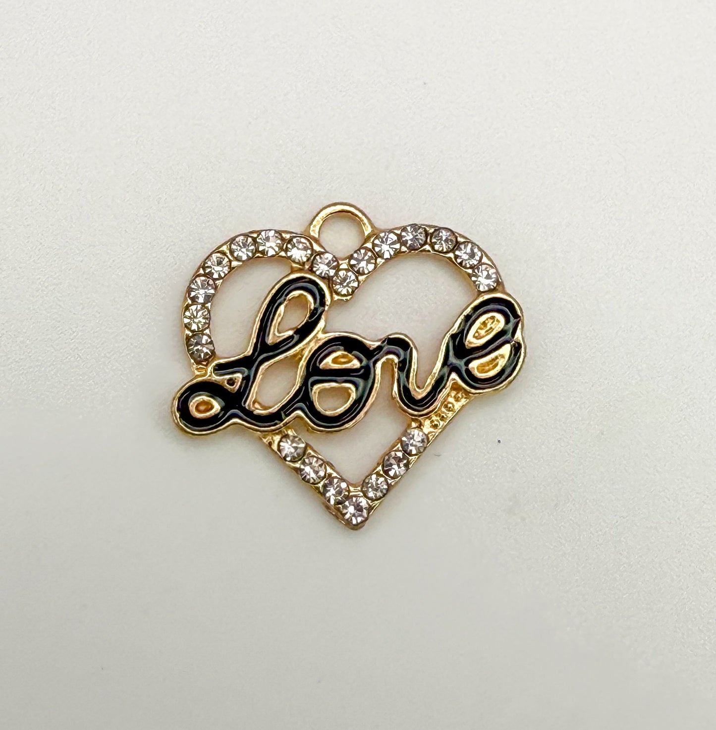 Gold LOVE Bling Heart DIY Charms