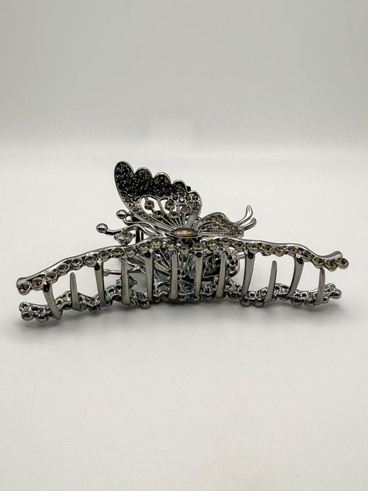 Large Black Butterfly Metal Claw Hair Clip
