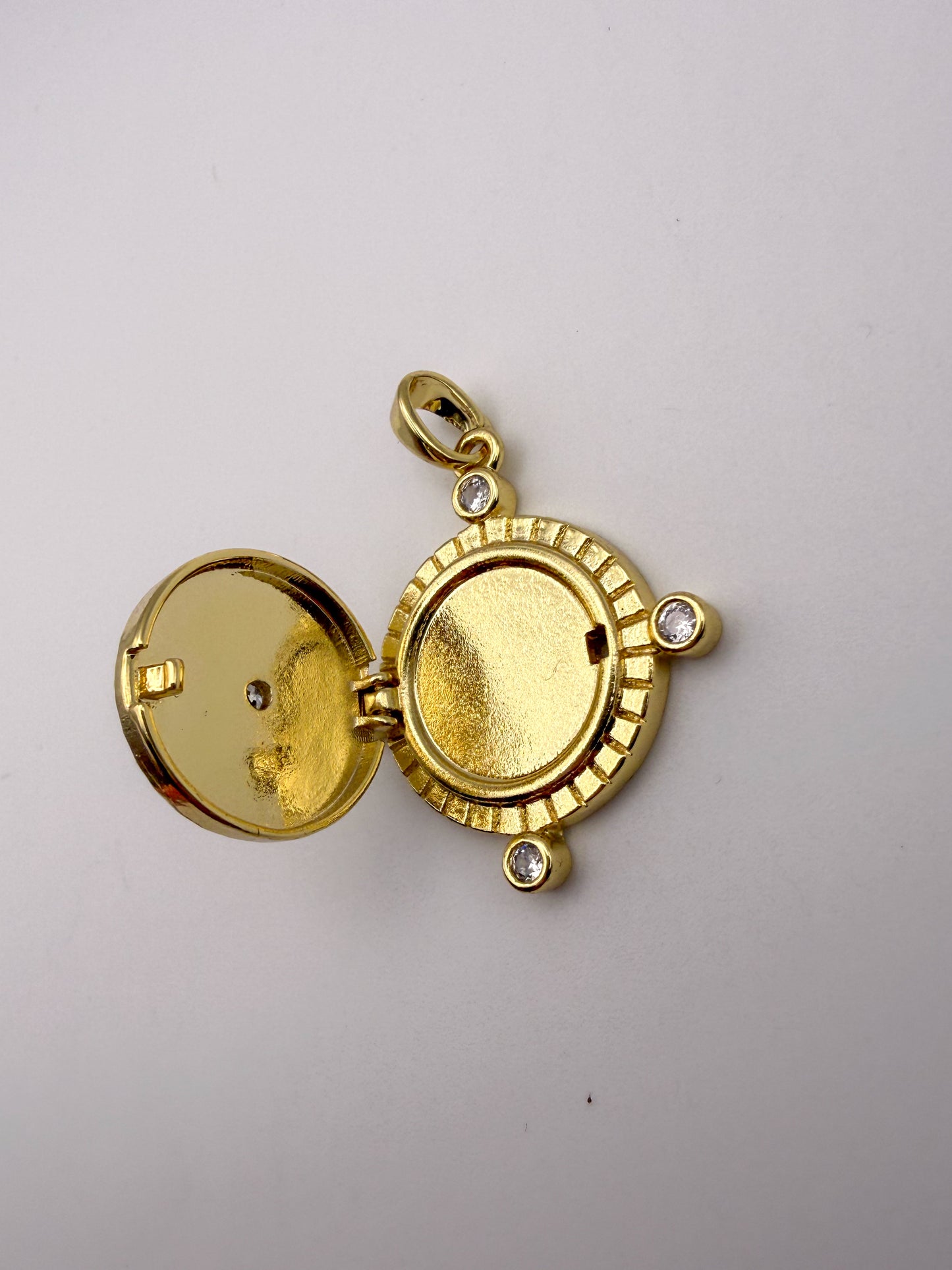 Gold Compass Locket Charm Pendant