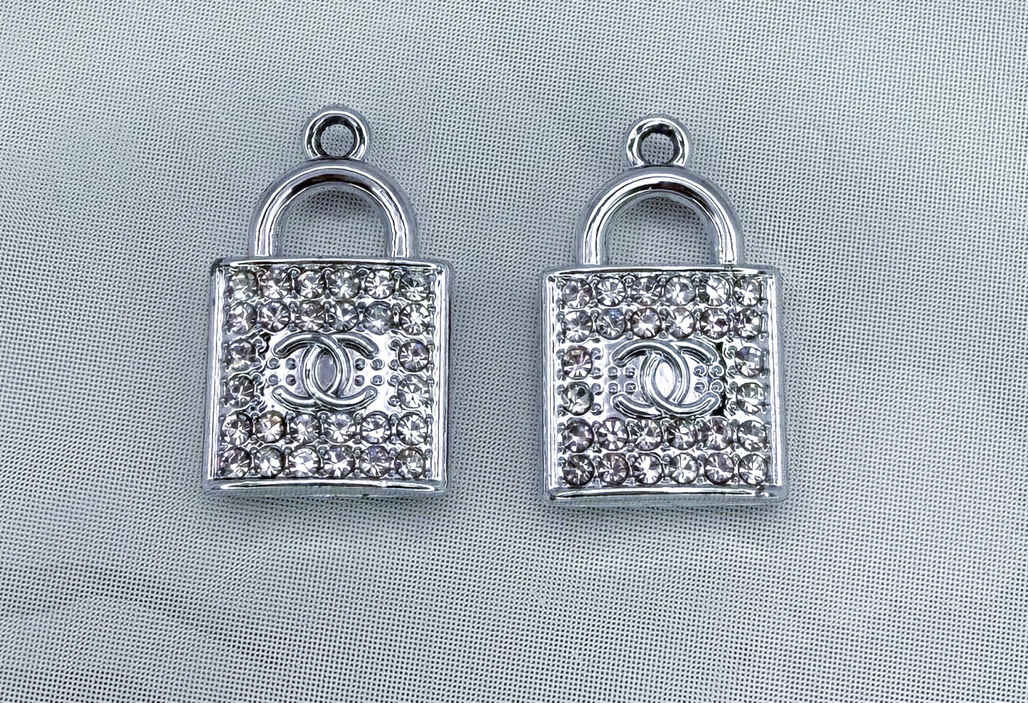 CC Rhinestone Lock Metal Charms