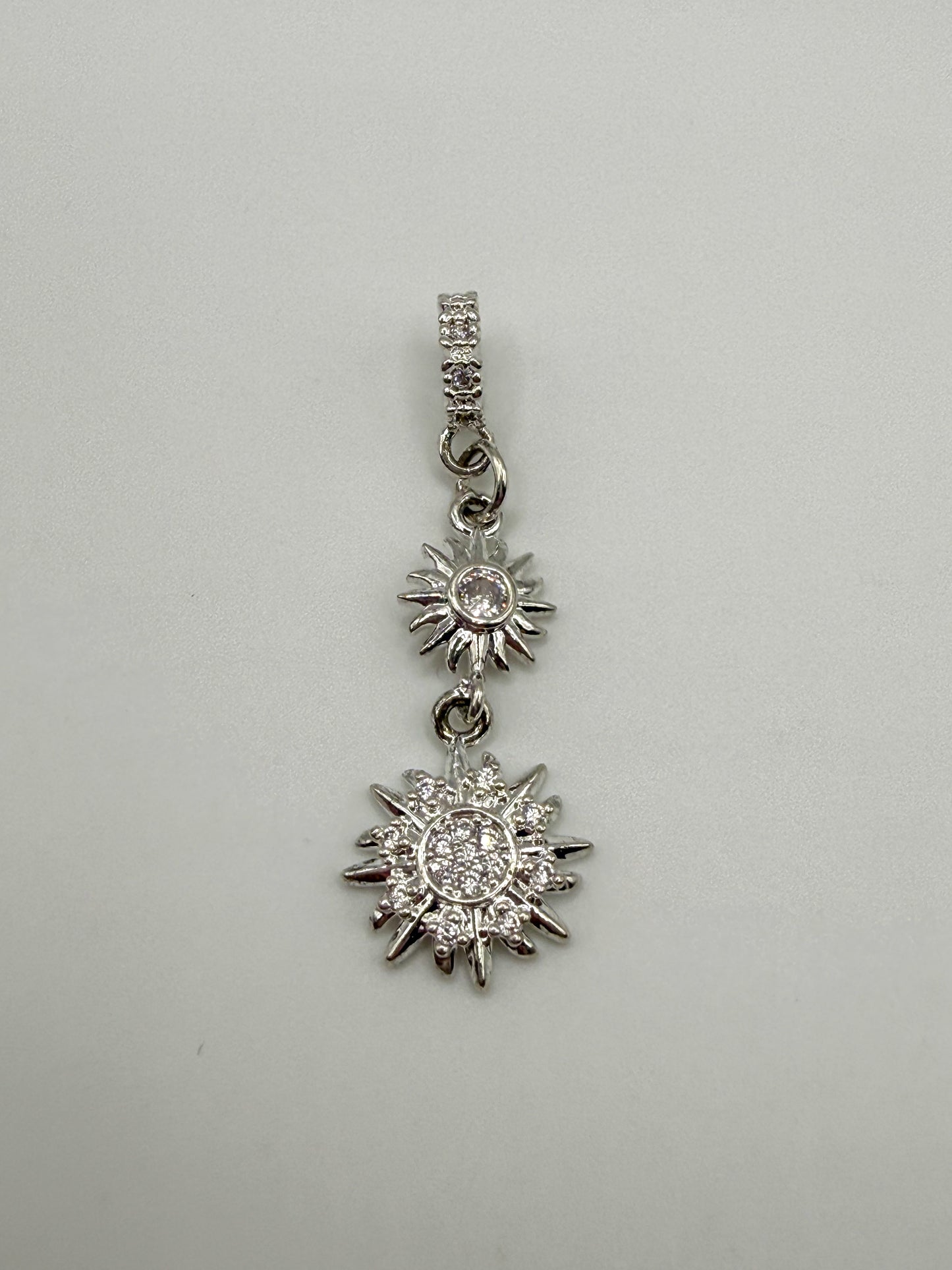 Double Sun Silver DIY Charm Pandora Style Pendant