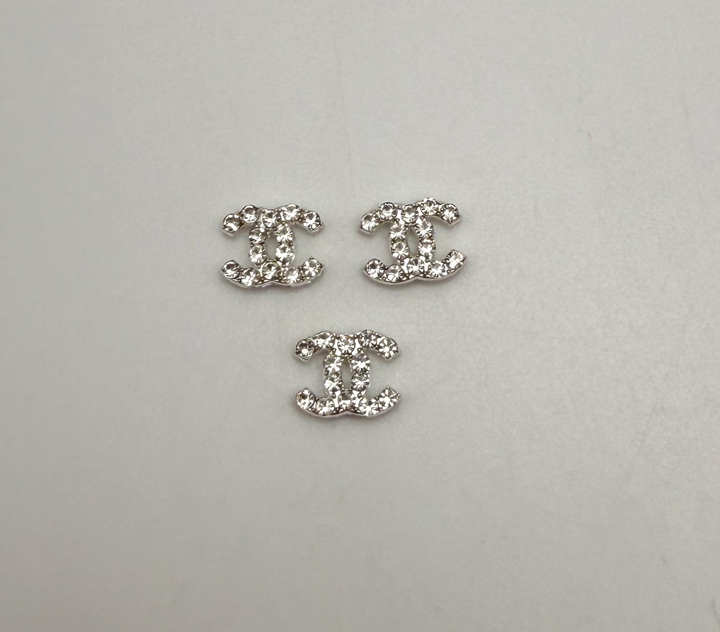 Mini Bling Silver & Gold Flat Back LV & CC Designer DIY Nail Charms