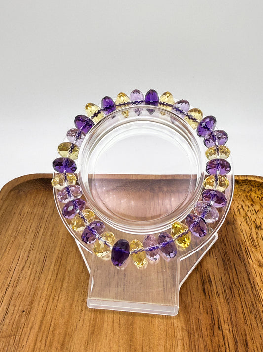 Natural Amethyst, Citrine & Ametrine Crystal Bling Bracelet
