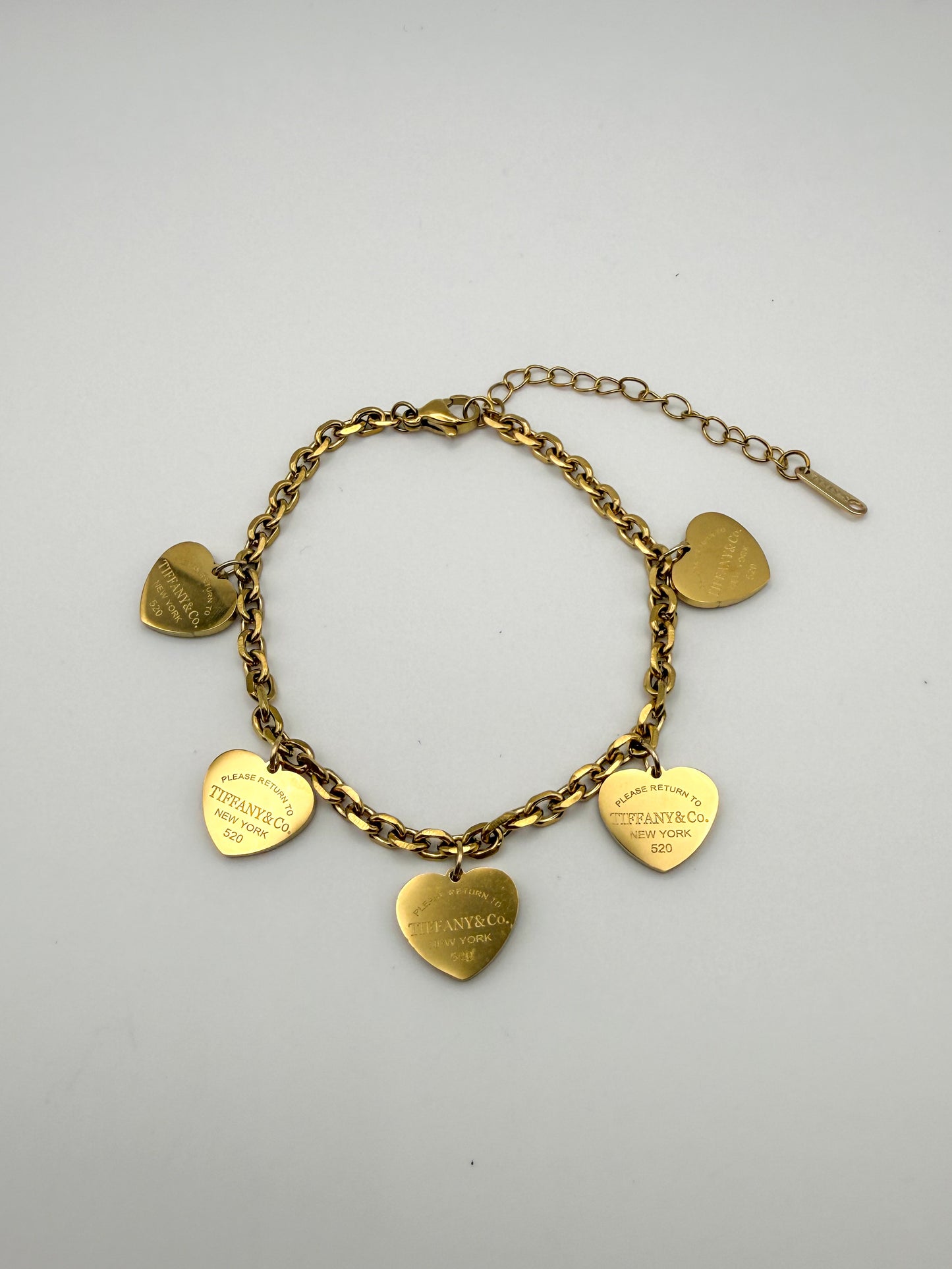 Gold & Silver T&Co Dangle Charm Chain Bracelet