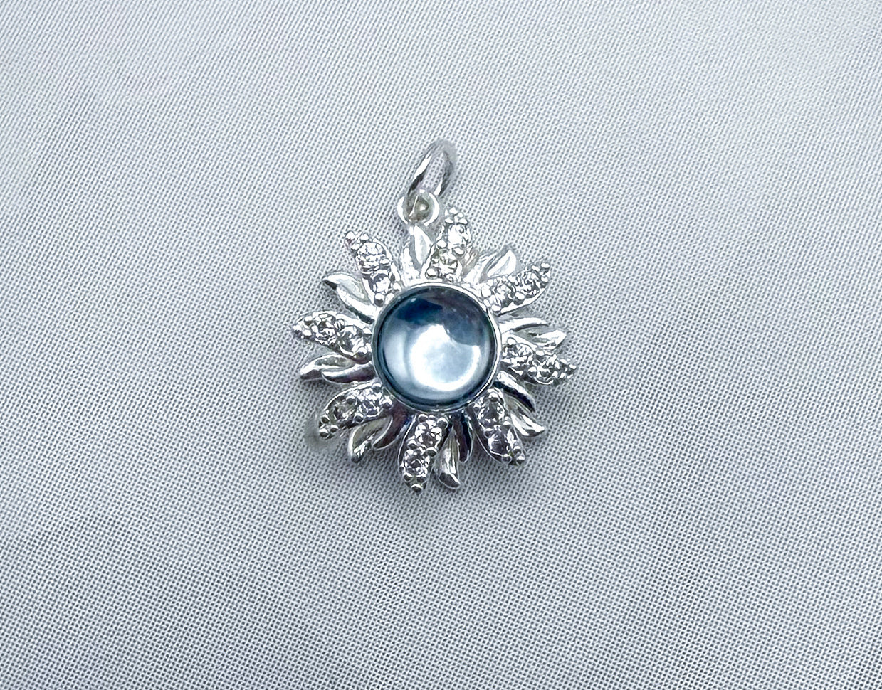 Silver & Gold Spinner Bright Sun Pendant Charm