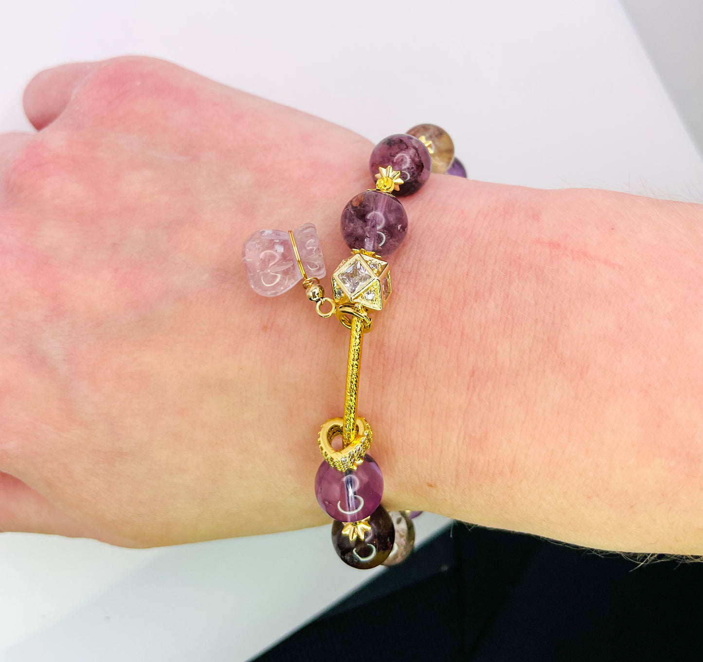 Natural Purple Phantom Quartz Money Bag Bracelet