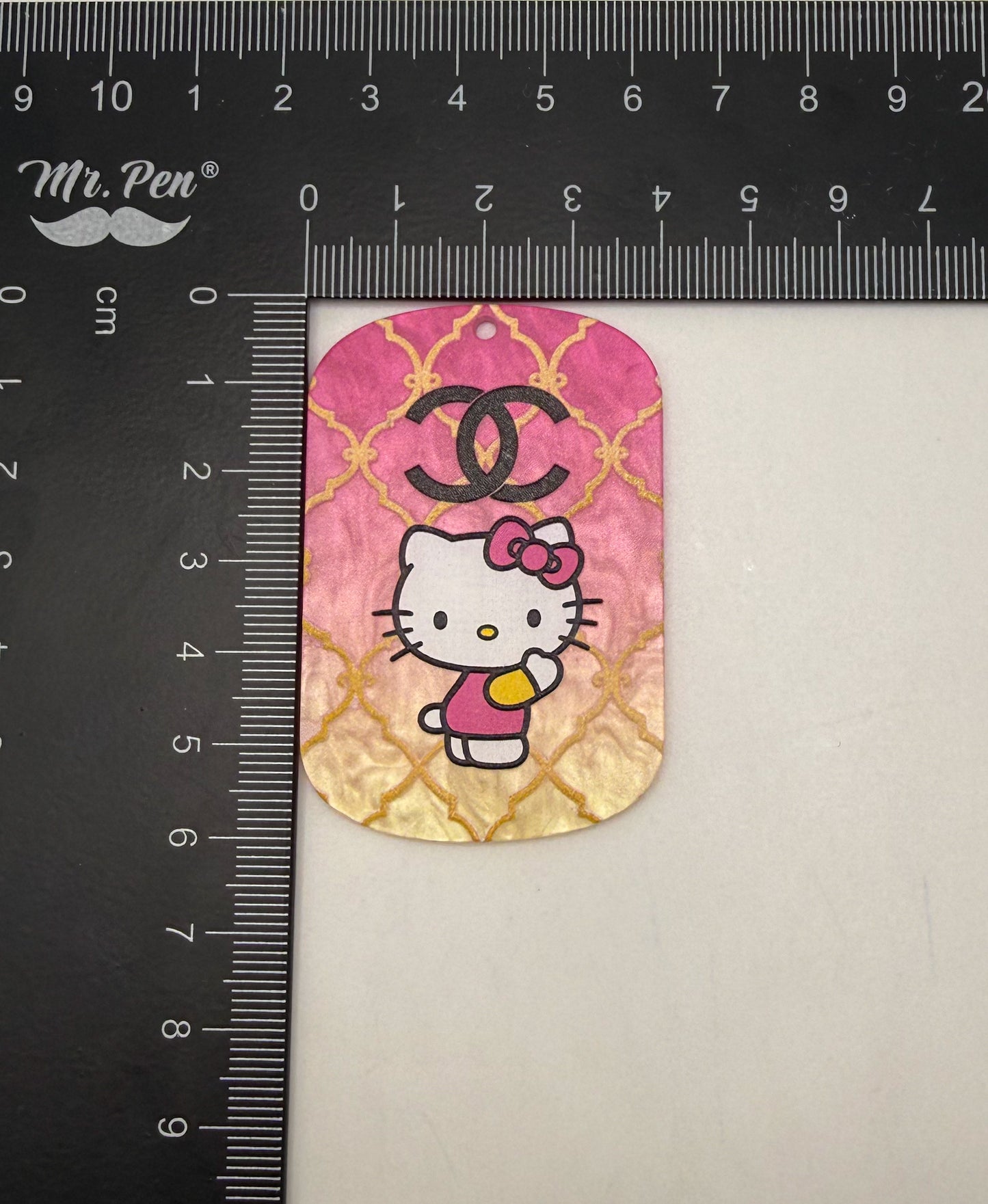 CC Designer Hello Kitty Acrylic Dog Tag DIY Keychain Charm Accessory
