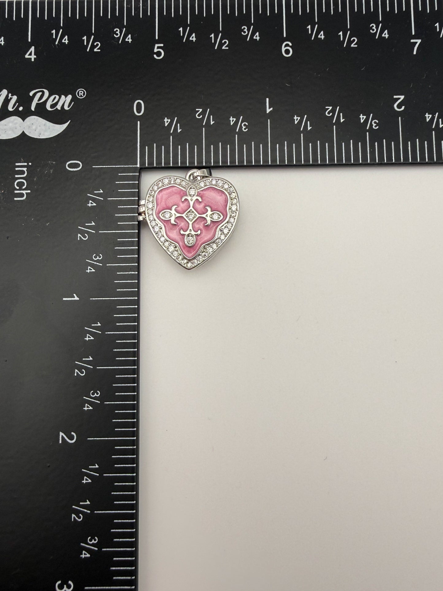 Silver Heart Enameled Emblem Locket Charm Pendant