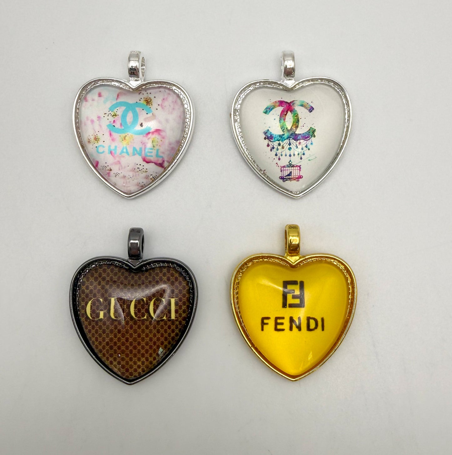 Variety of Heart Shaped Designer Metal & Resin Pendants