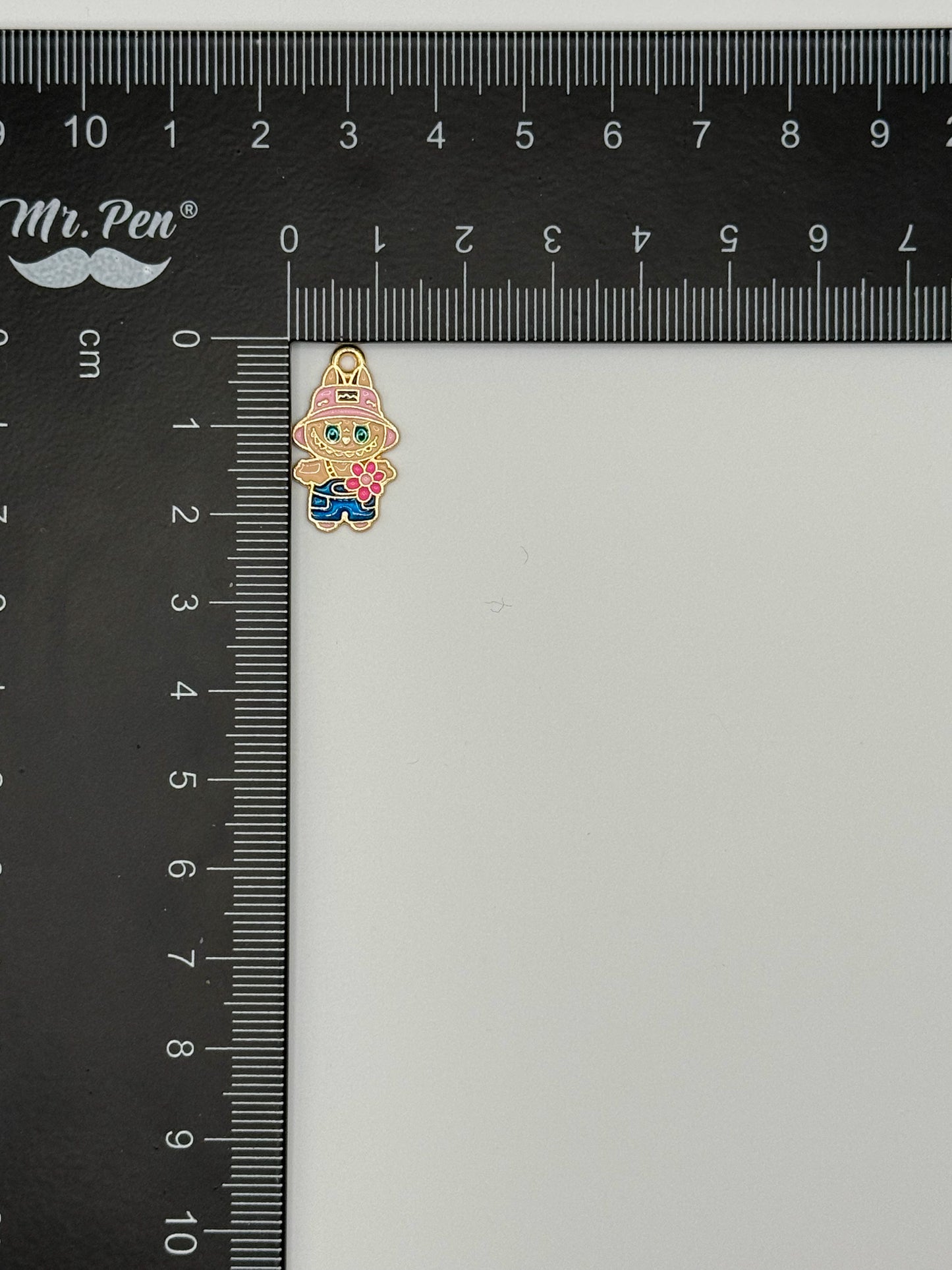 Pink Hat Labubu Gold Metal DIY Charm set