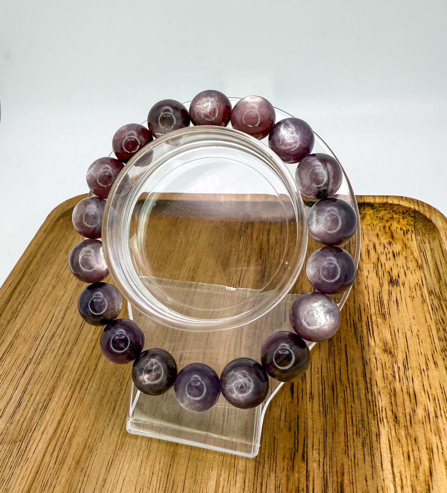 Purple Lepidolite Mica Crystal Beaded Bracelet