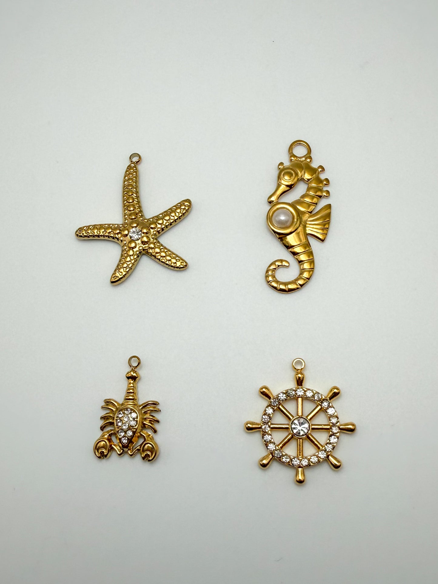 Stainless Steel Gold Ocean Animals & Object Charm Pendants