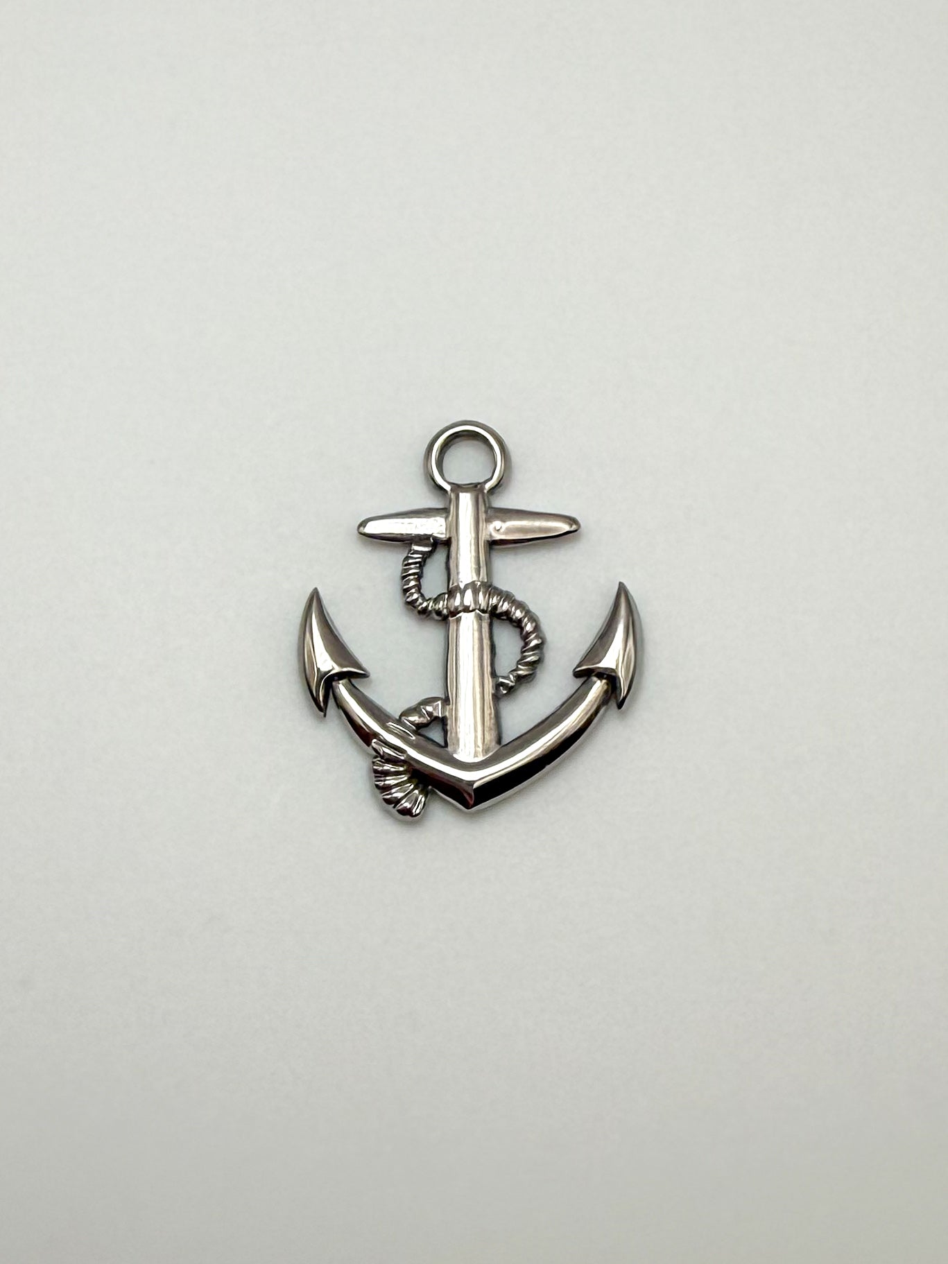 Stainless Steel Silver Anchor with Rope Charm Pendant