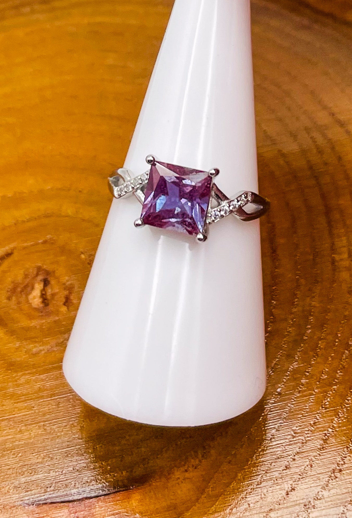 Sterling Silver Alexandrite Square Infinity Adjustable Ring