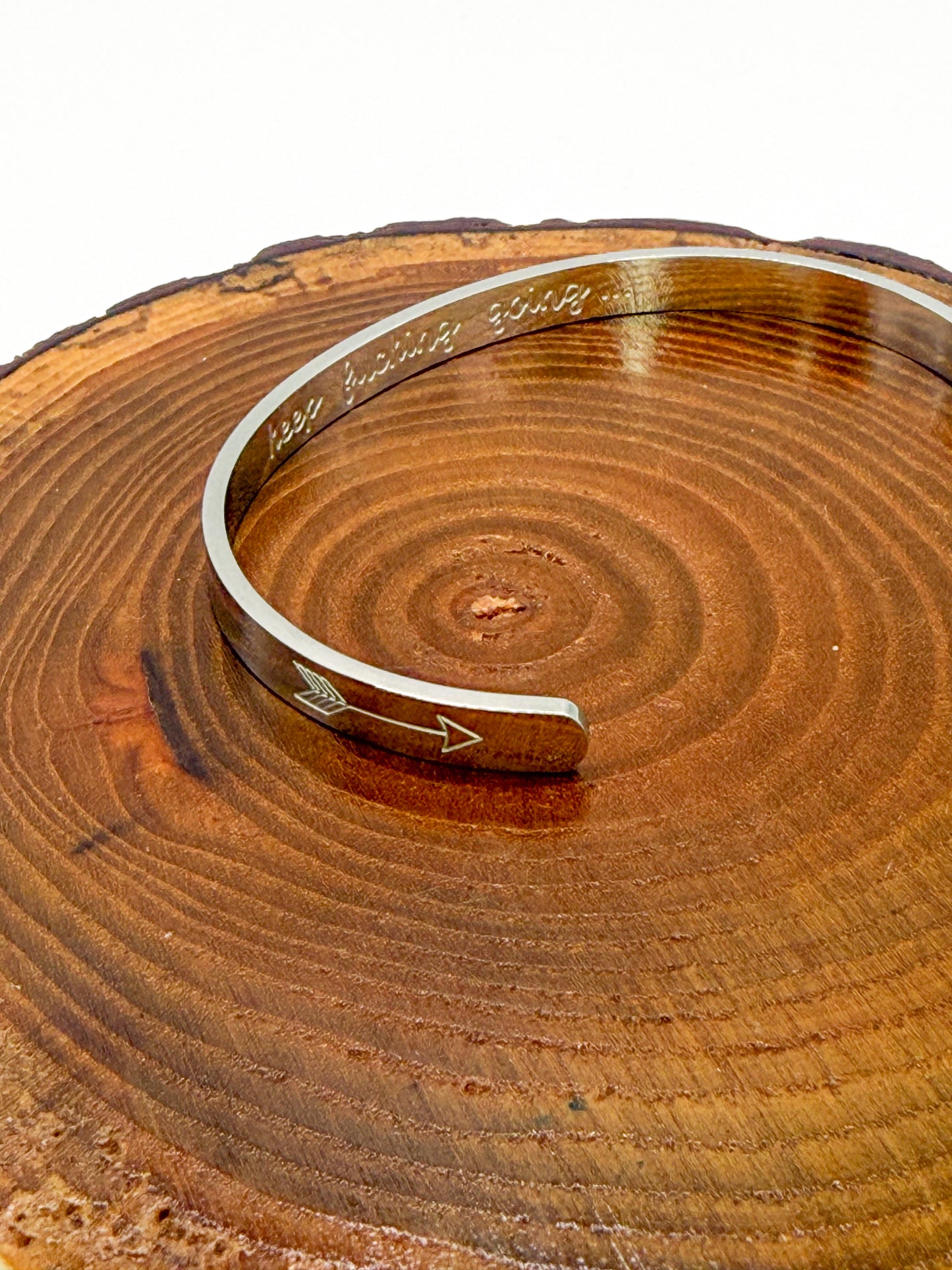 Stainless Steel “Keep F**king Going…” Cuff Bangle Bracelet