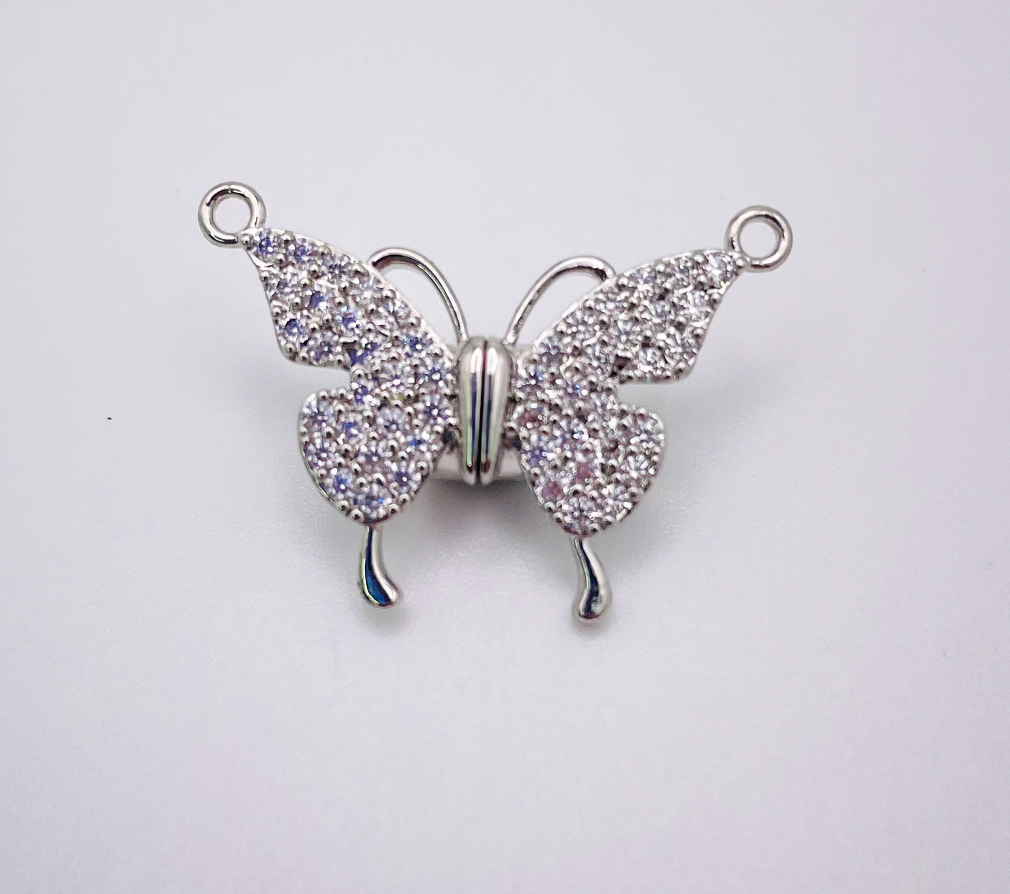 Magnetic Butterfly Pendant covered with micro pave zircon gems