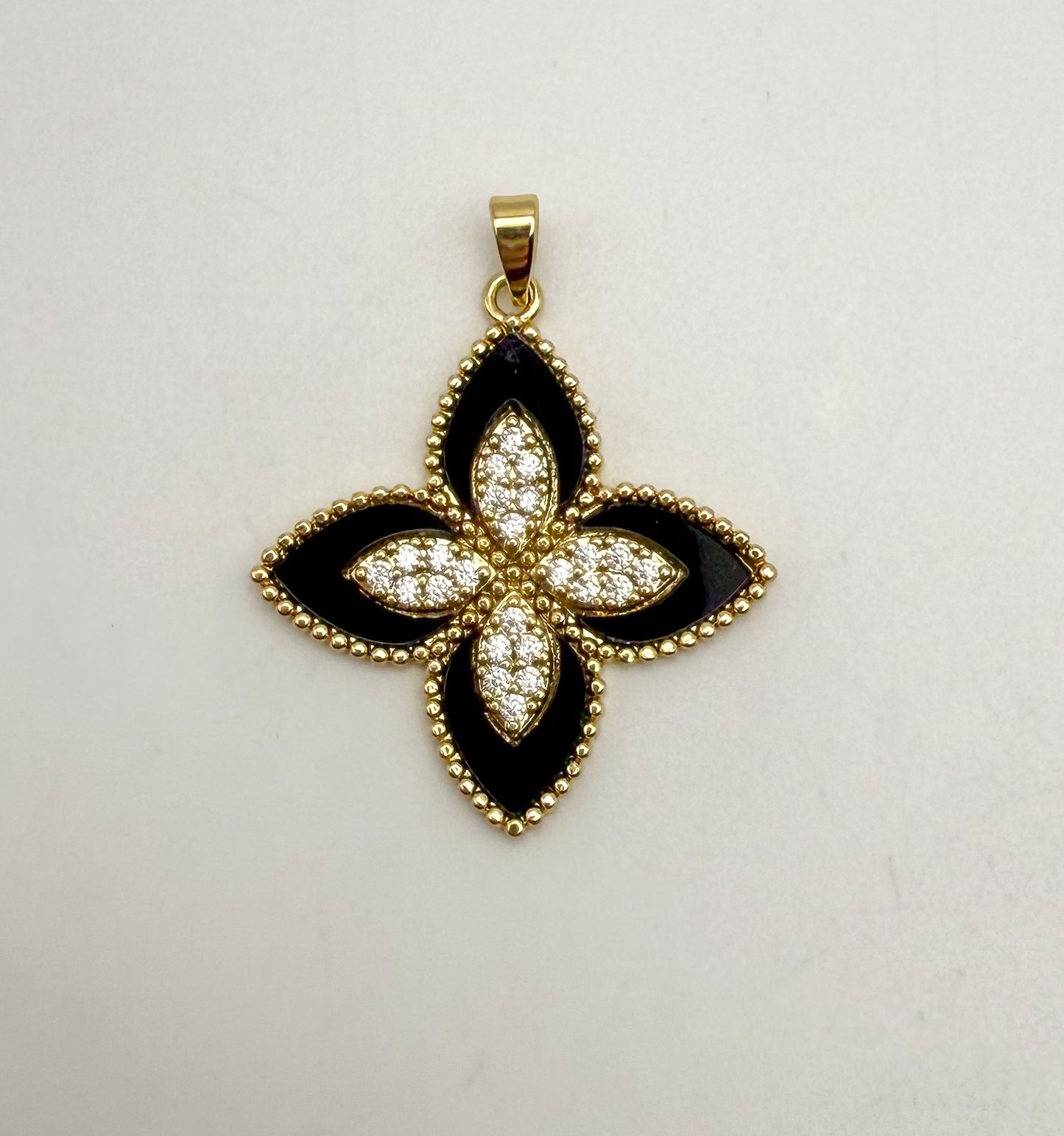 LV Inspired Clover Design Pendants with Natural Shell Inserts