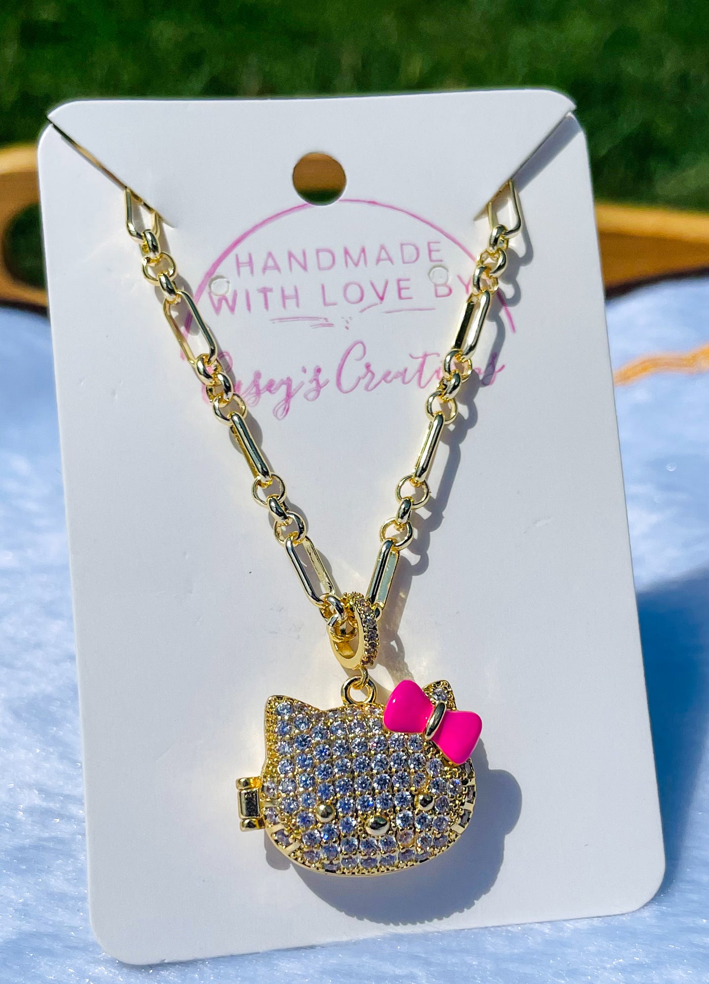 Hello Kitty Bling Lockett Gold Adjustable Necklace