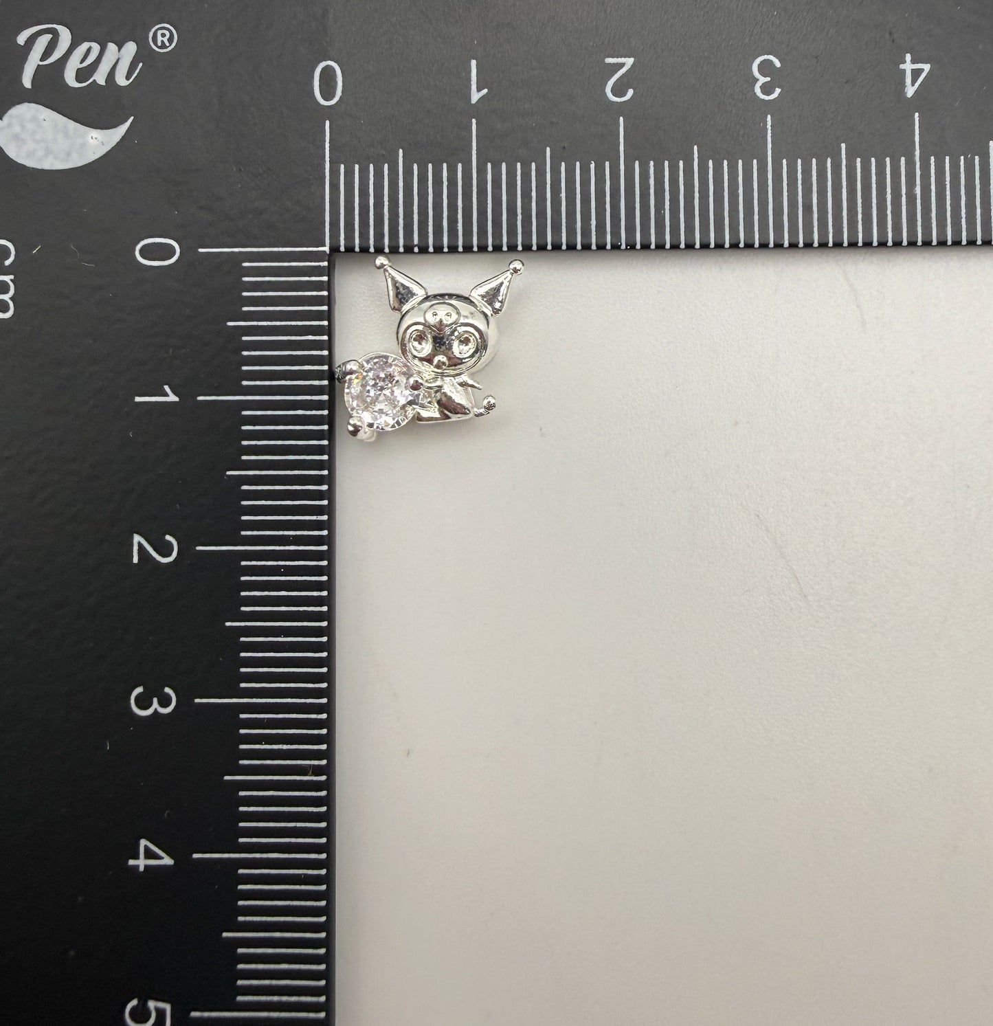 Sanrio’s Kuromi “KuKu” Gold and Silver Metal Spacer Charm Beads with Cubic Zirconia