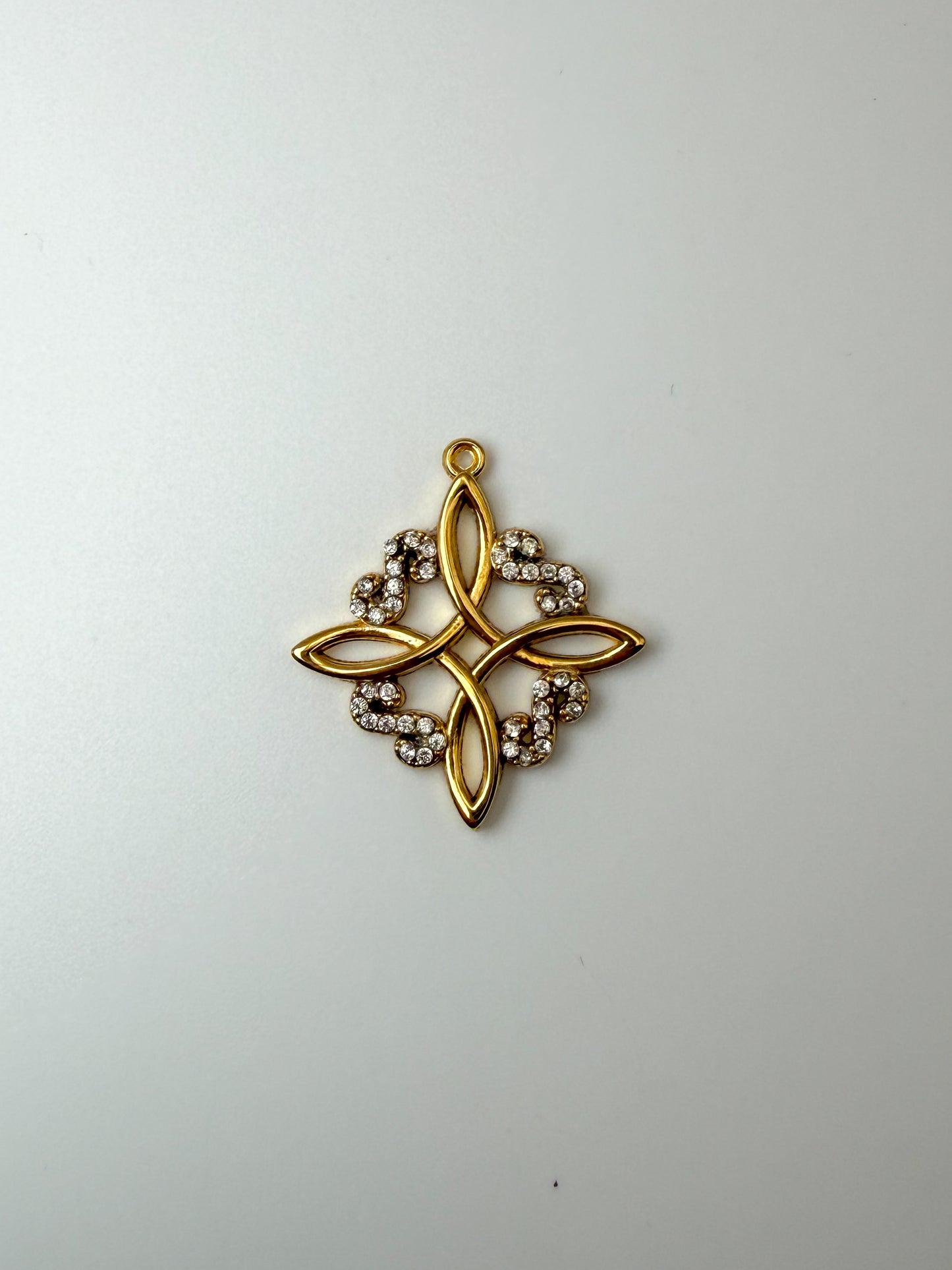 Stainless Steel Gold Statement Emblem Charm Pendant