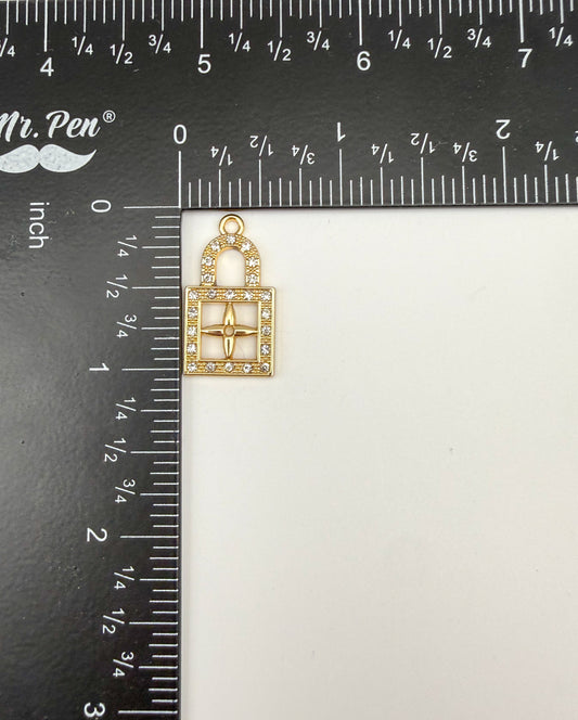 Gold Bling Clover Lock Charm Pendant DIY