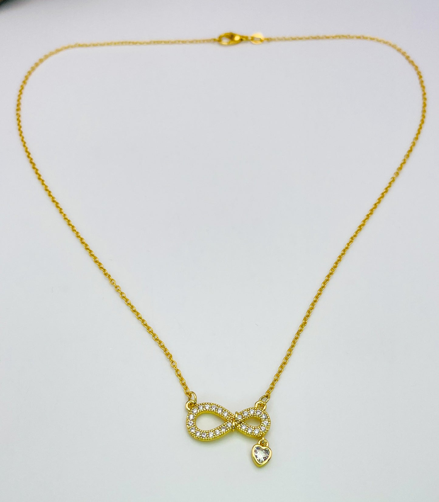 18k Gold Overlay S925 Sterling Silver Infinity Necklace