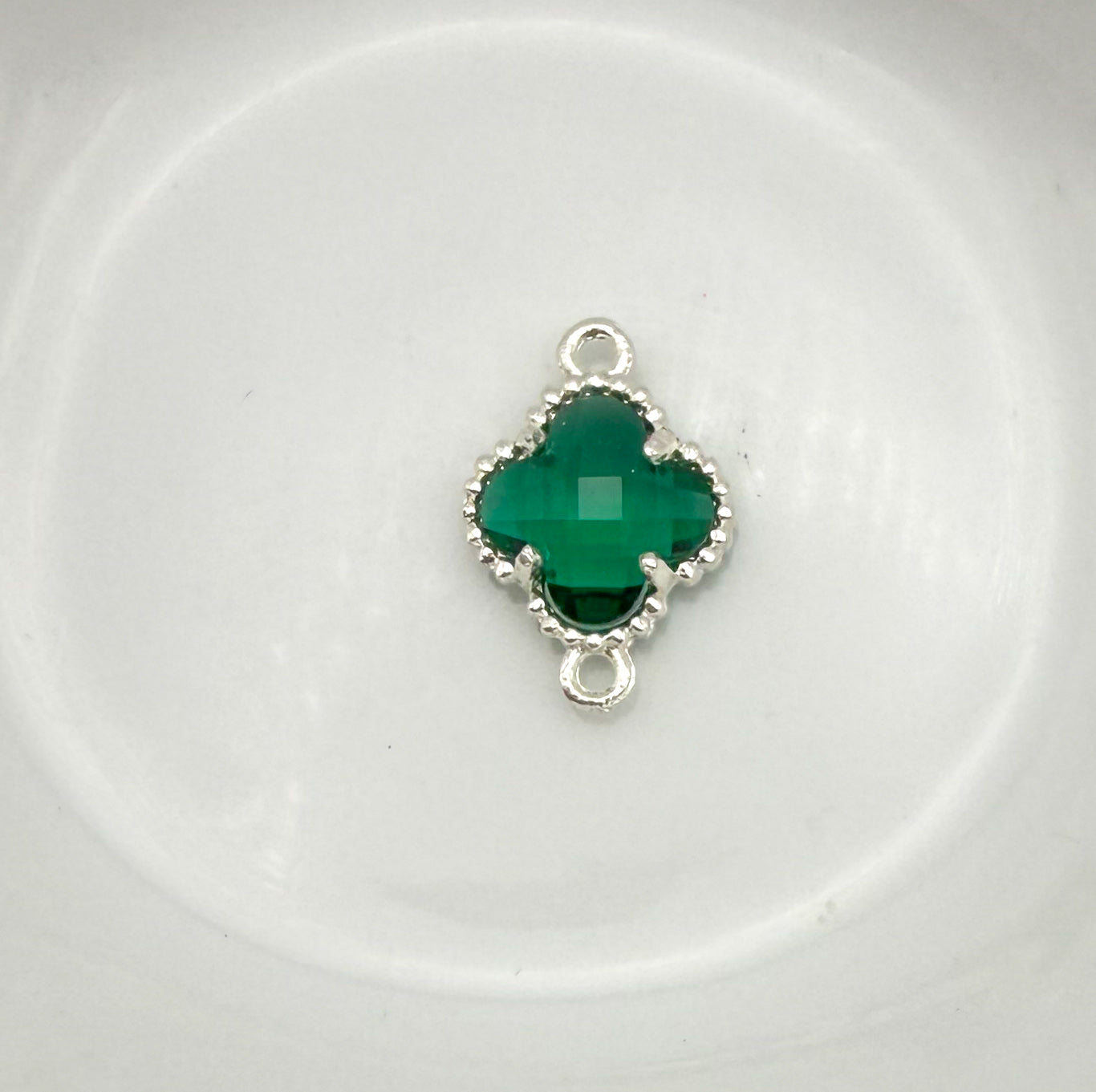 Colorful Double Link Clover Glass Charm Connectors-Gold & Silver