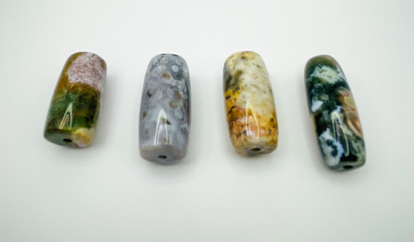 Natural Ocean Jasper Focal Barrel  Crystal Beads