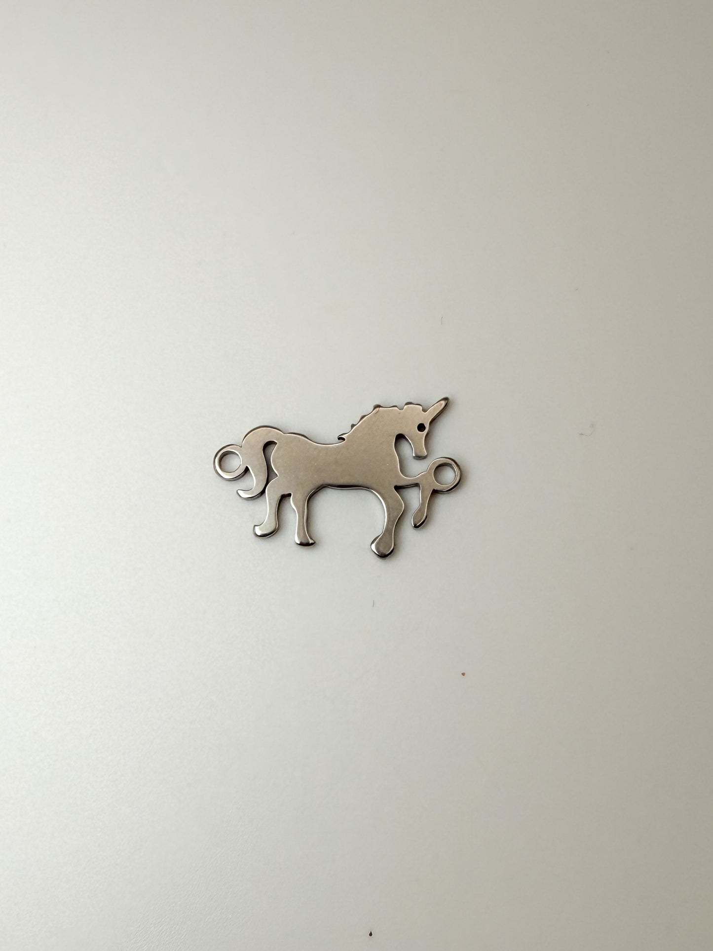 Stainless Steel Silver Unicorn Horse Charm Connector Pendant