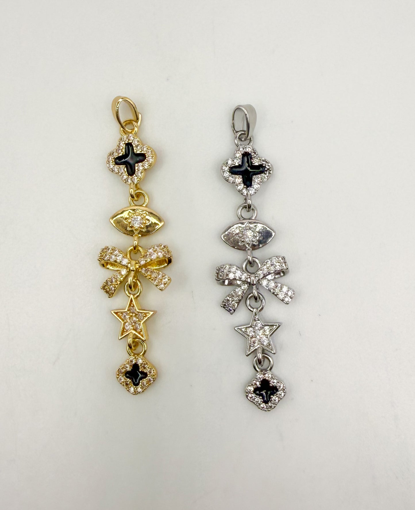 Gold & Silver Clover Dangling Charms Pendant