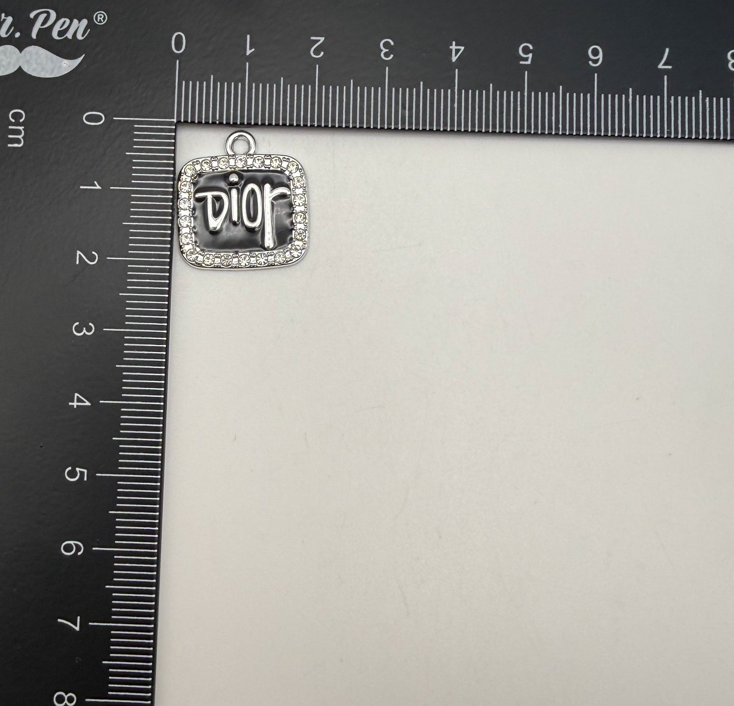Silver & Black Dior Designer Rectangle Metal DIY Charms
