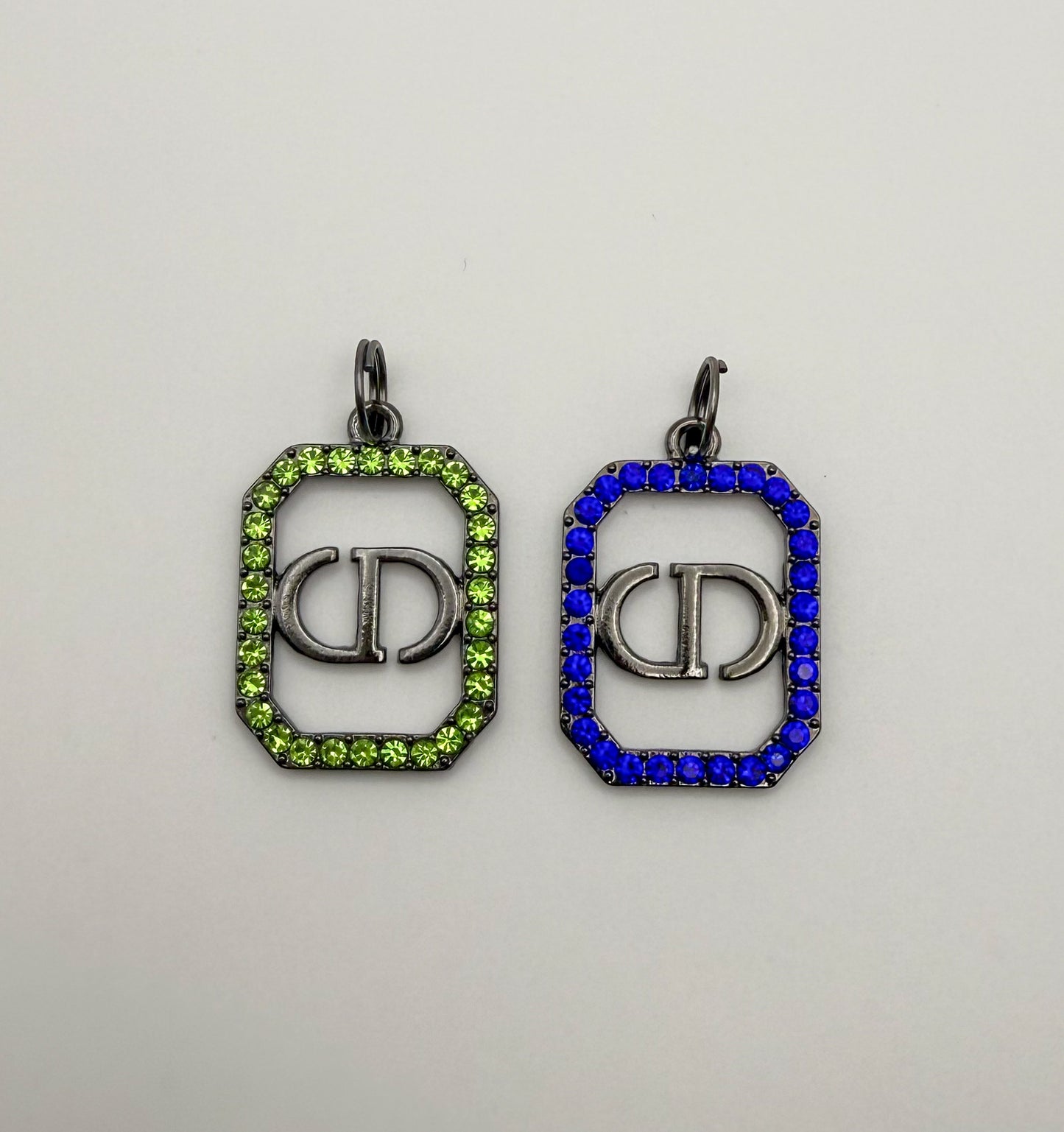 Color Rhinestone High Quality CDior Black Metal Charm Pendants