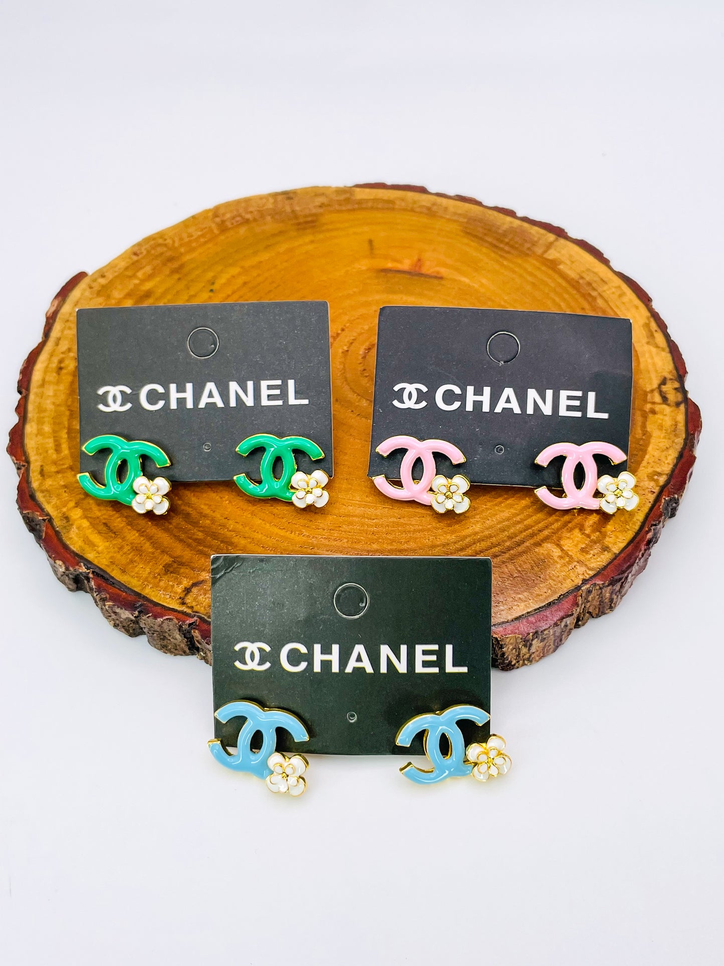 CC Colorful Enamel Gold Stud Earrings