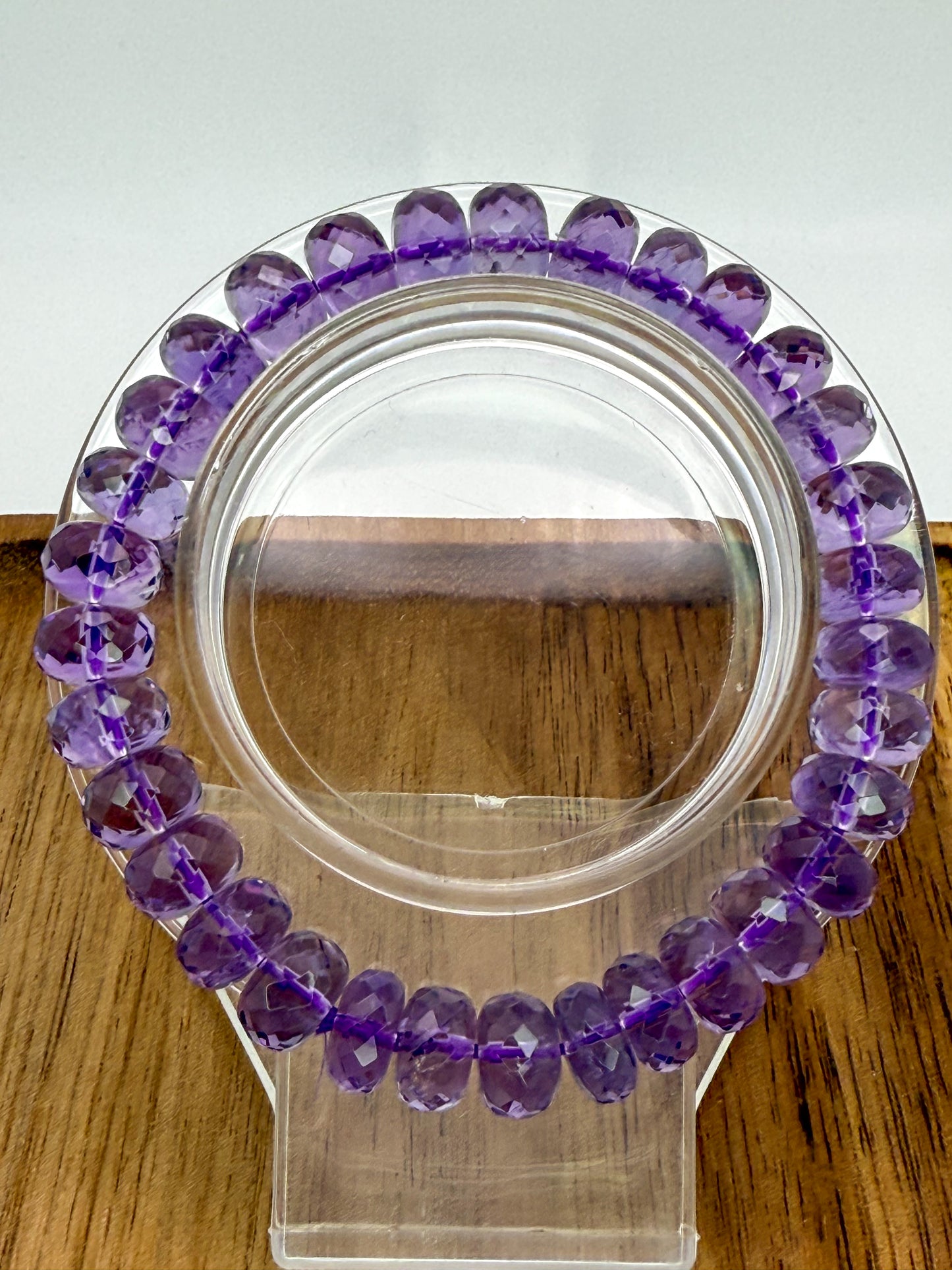 High Quality Natural Amethyst Faceted Donut Shaped Beaded Bracelet