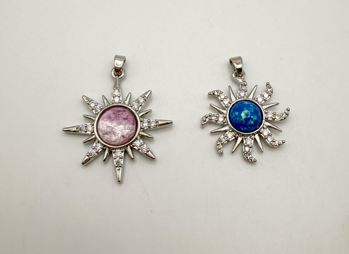 Silver Flaming Sun Metal Pendants