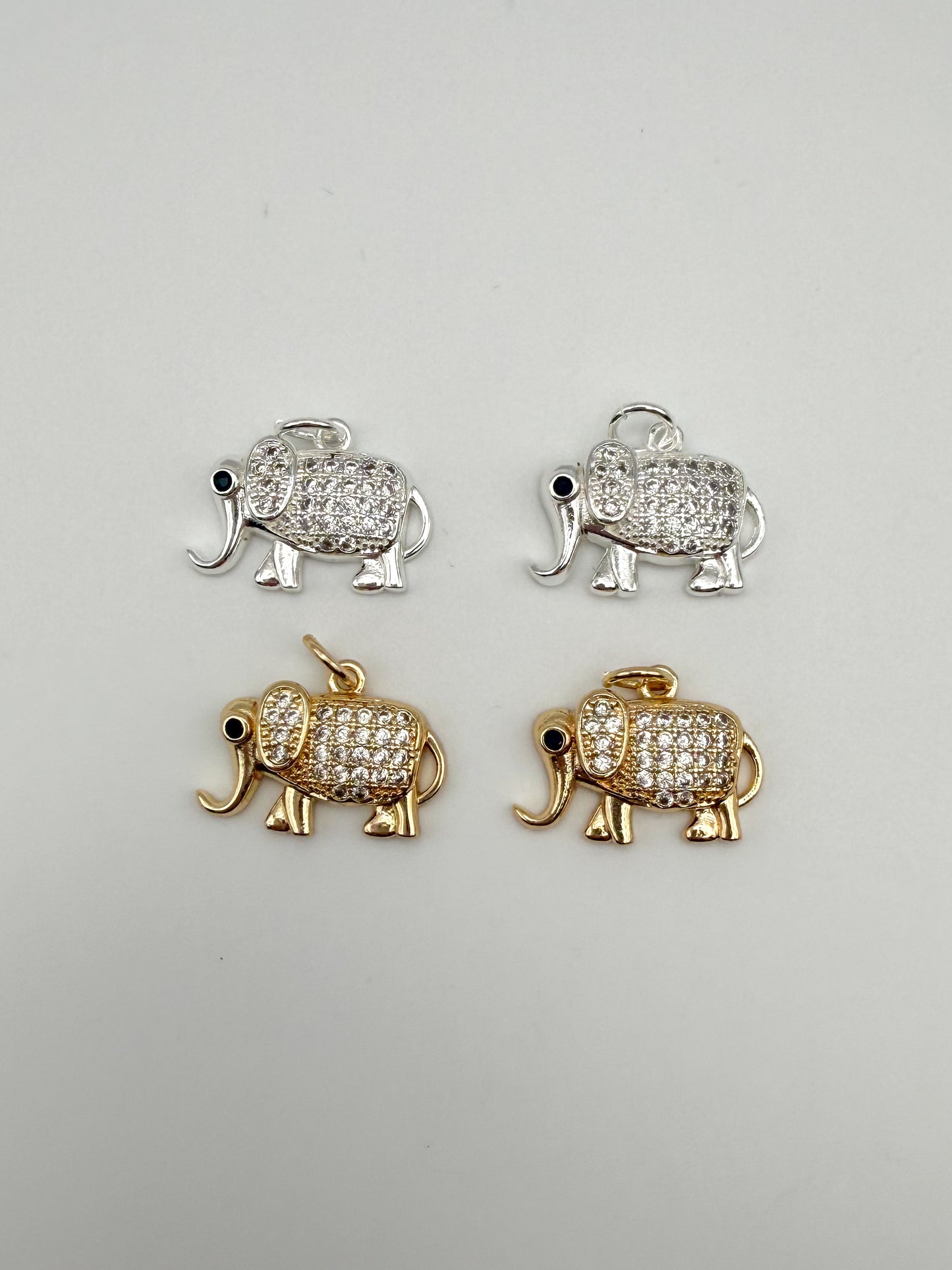 Bling Gold & Silver Elephant Metal Charm Pendants