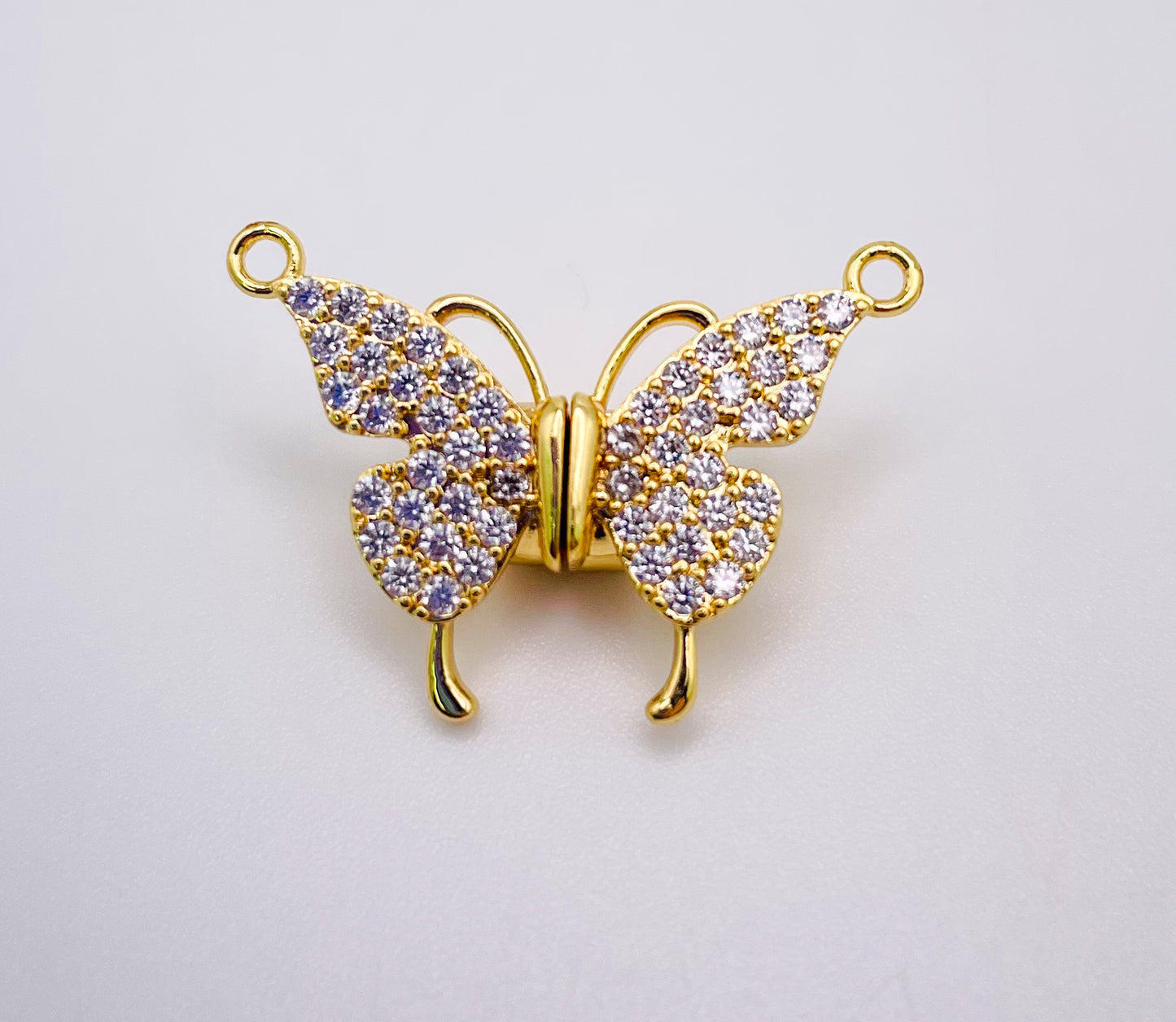 Magnetic Butterfly Pendant covered with micro pave zircon gems