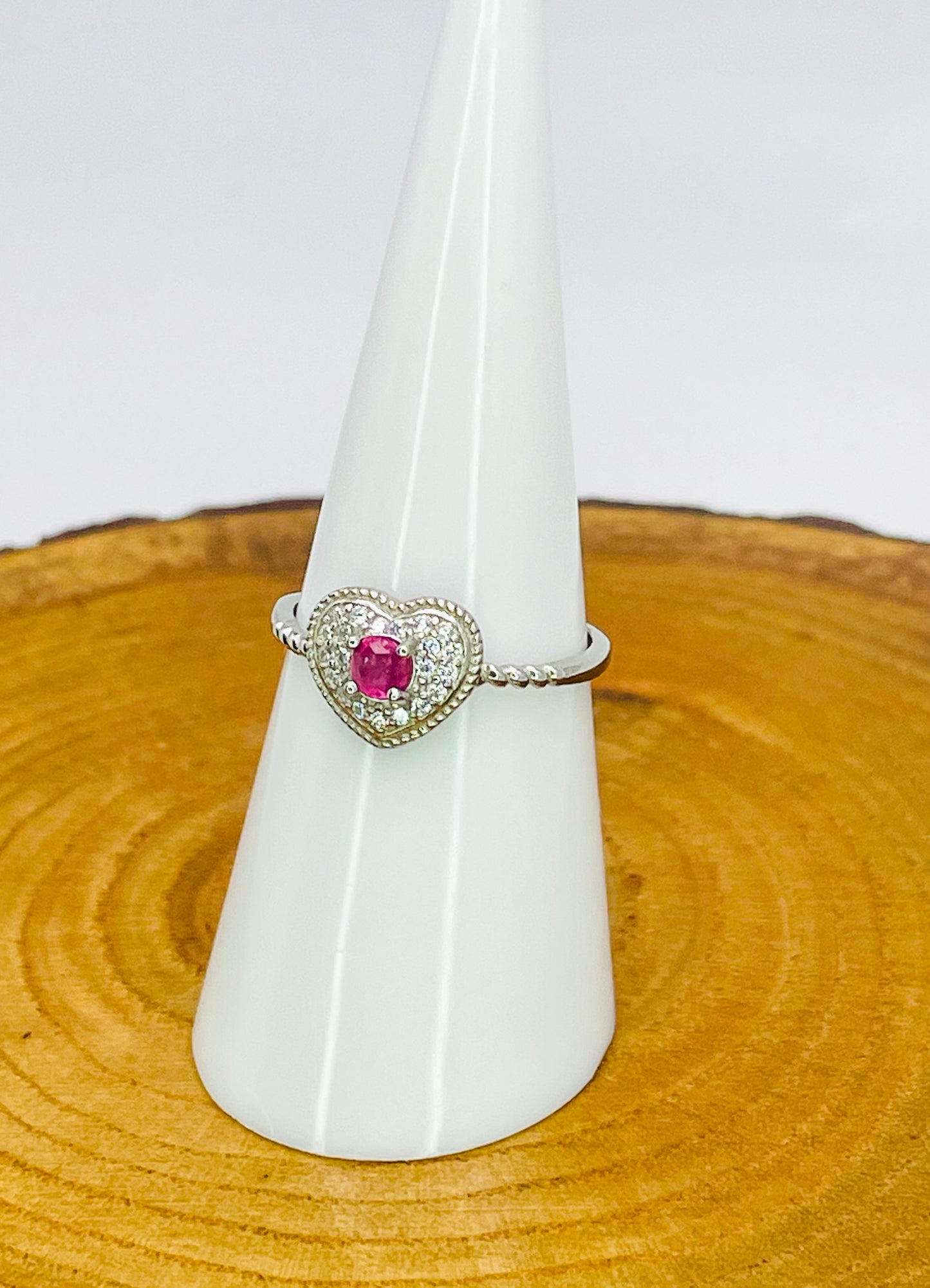 Sterling Silver S925 Natural Ruby Adjustable Rings