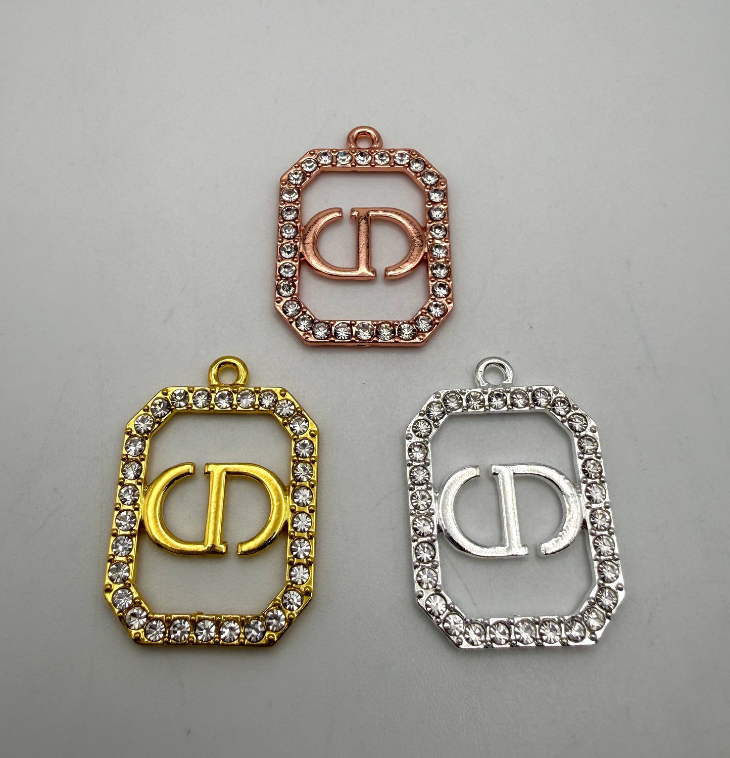 CDior Designer Multi Color Rhinestone covered DIY Metal Charm Pendant