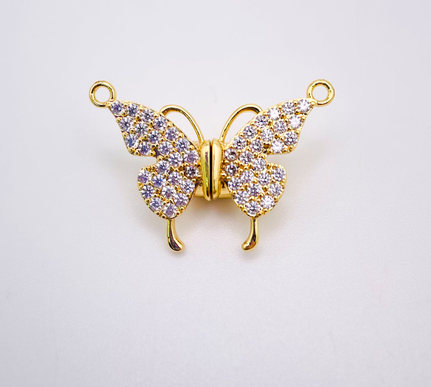 Magnetic Butterfly Pendant covered with micro pave zircon gems