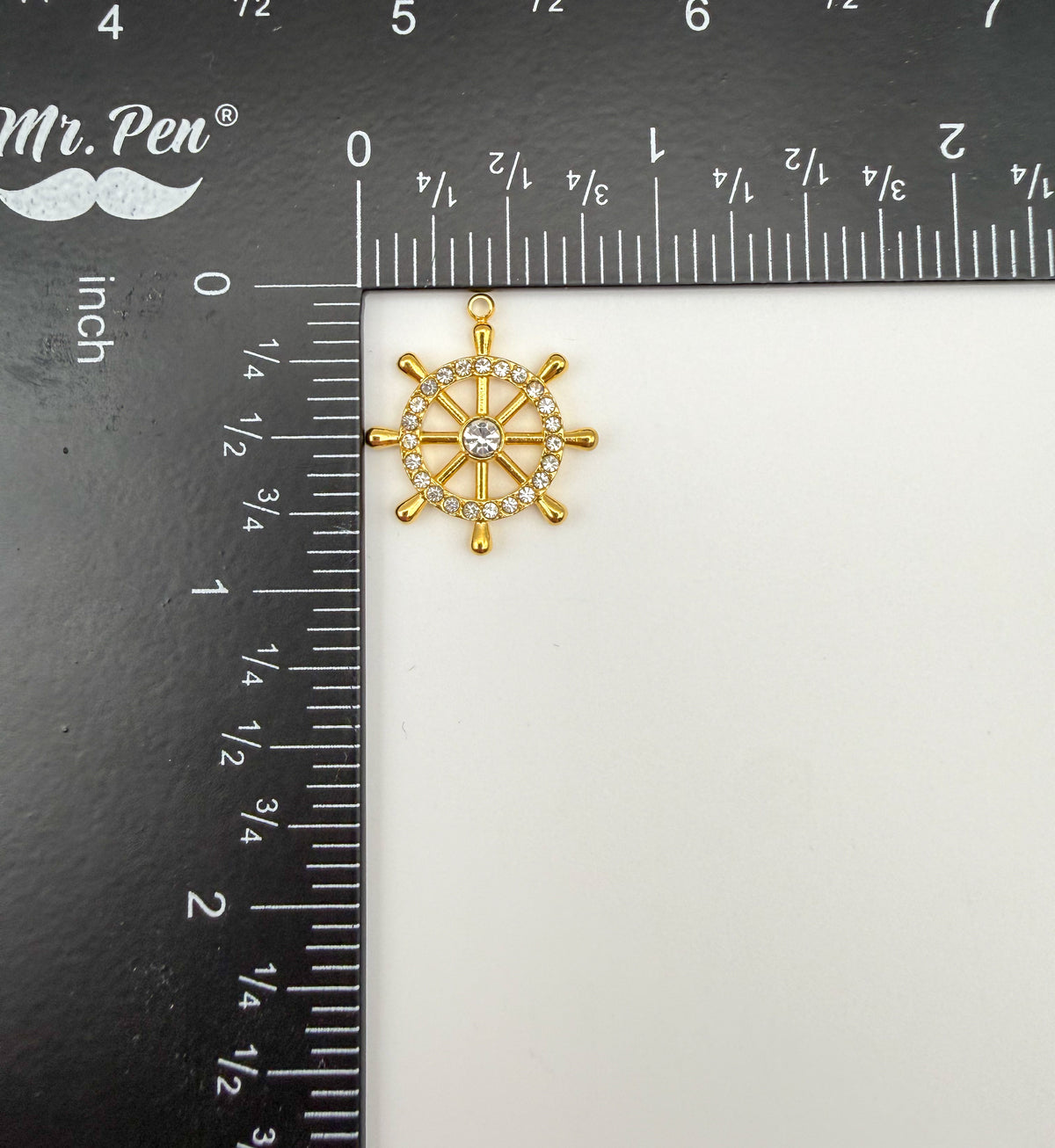 Gold Stainless Steel Bling Helm Boat Steering Wheel Charm Pendant DIY
