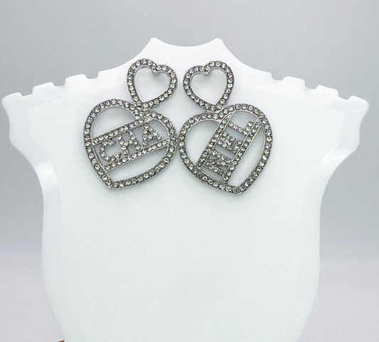 Chanel Designer Silver Bling Stud Statement Earrings
