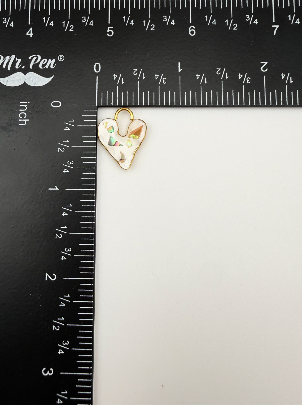 Gold Stainless Steel Heart Enamel with Abalone Shell Chip Charm Pendant DIY
