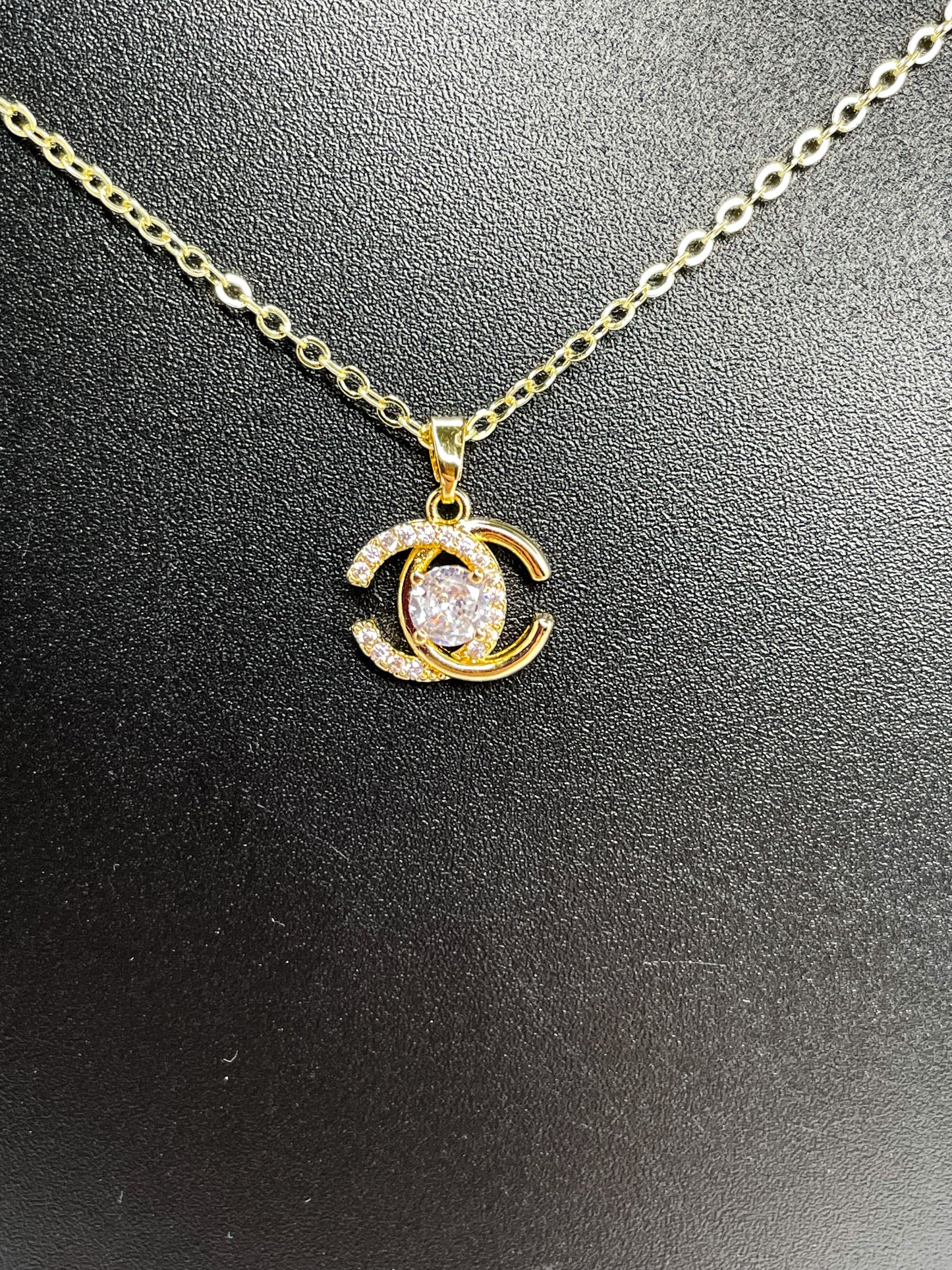 Gold CC Moissanite Diamond Necklace