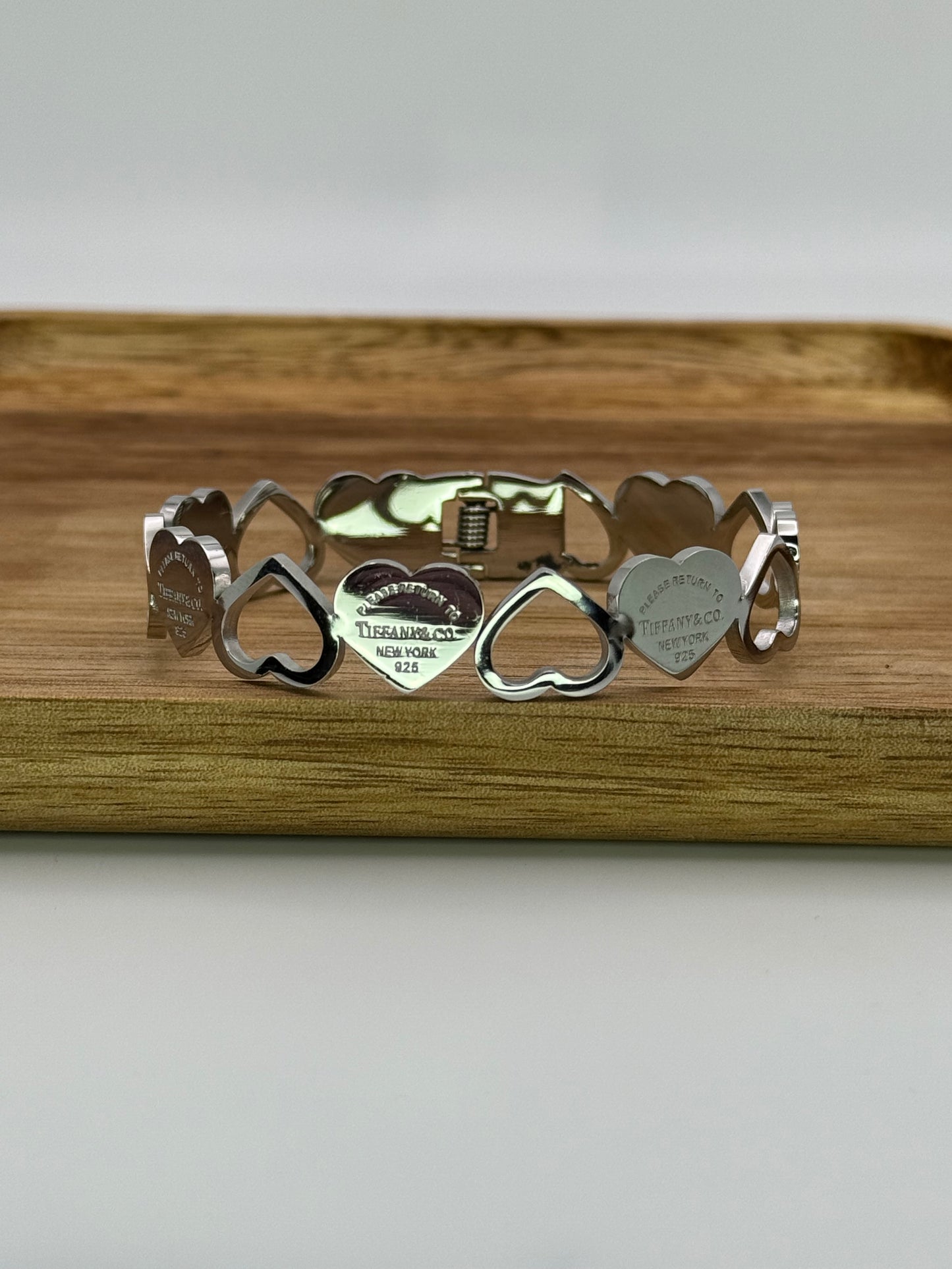 Open Front Tiff n Co. Silver Stainless Steel Bangle Bracelet