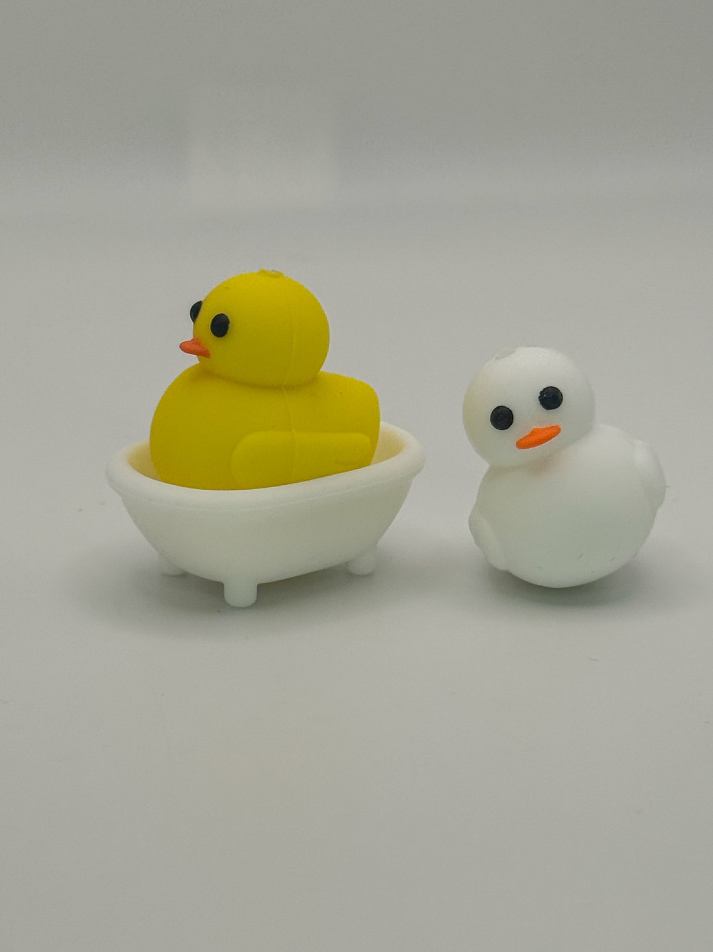 Rubber Ducky & White Bath Tub Silicone DIY Pen Focal Beads