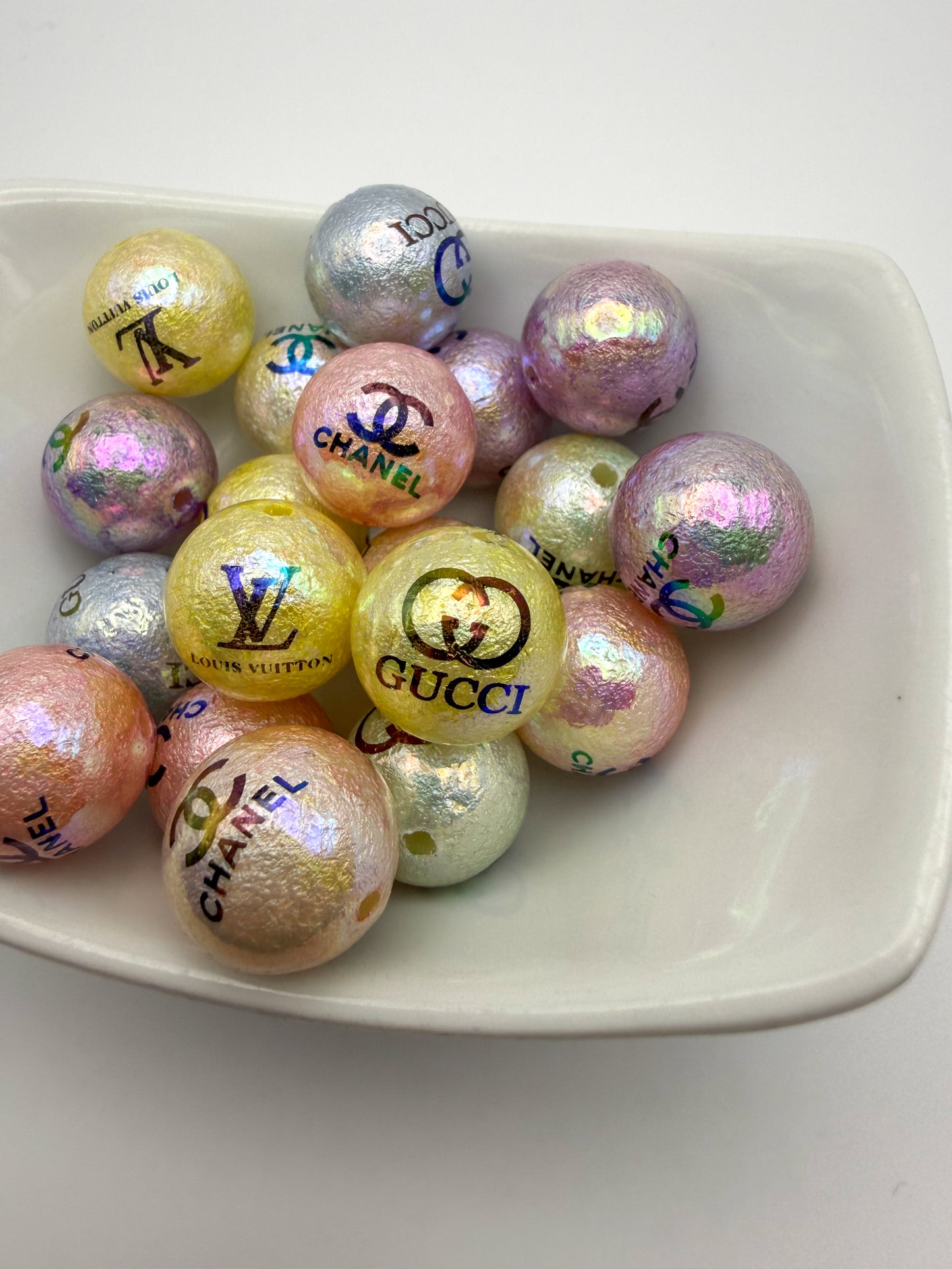 Colorful Metallic 16mm DIY Pen Keychain Acrylic Bead Set