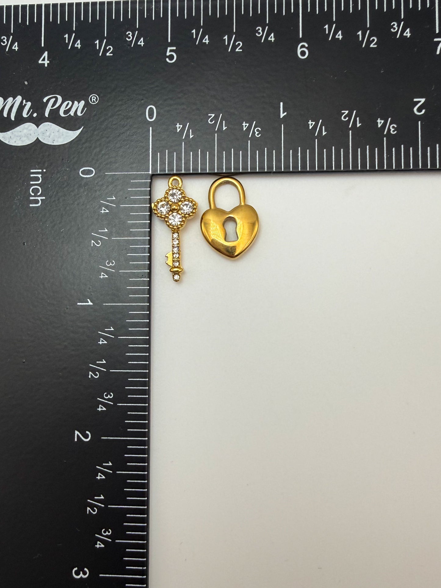 Stainless Steel Lock & Key Charm Pendant Sets